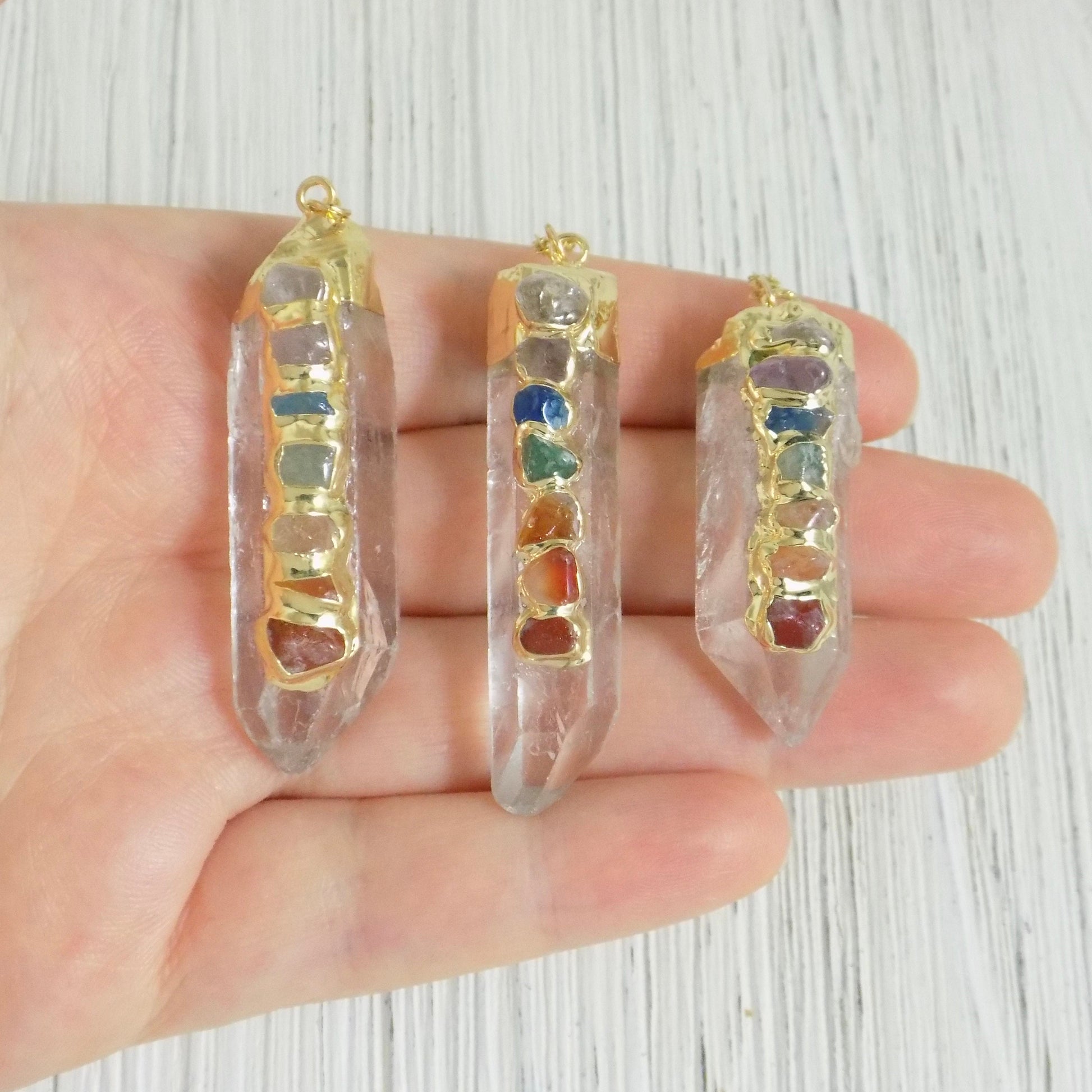 Chakra Necklace, 7 Chakra Necklace, Crystal Necklace, Yoga Necklace Gold, Healing Crystal, Boho Necklace Long, Boho Jewelry, G12-03