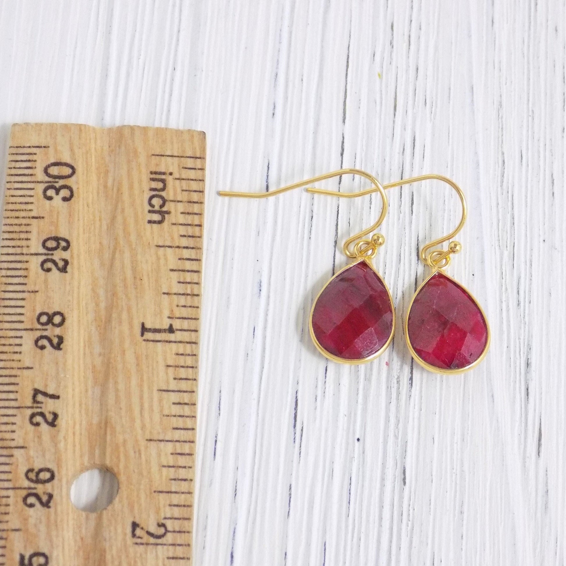 Ruby Earrings - Small Ruby Drop Earrings