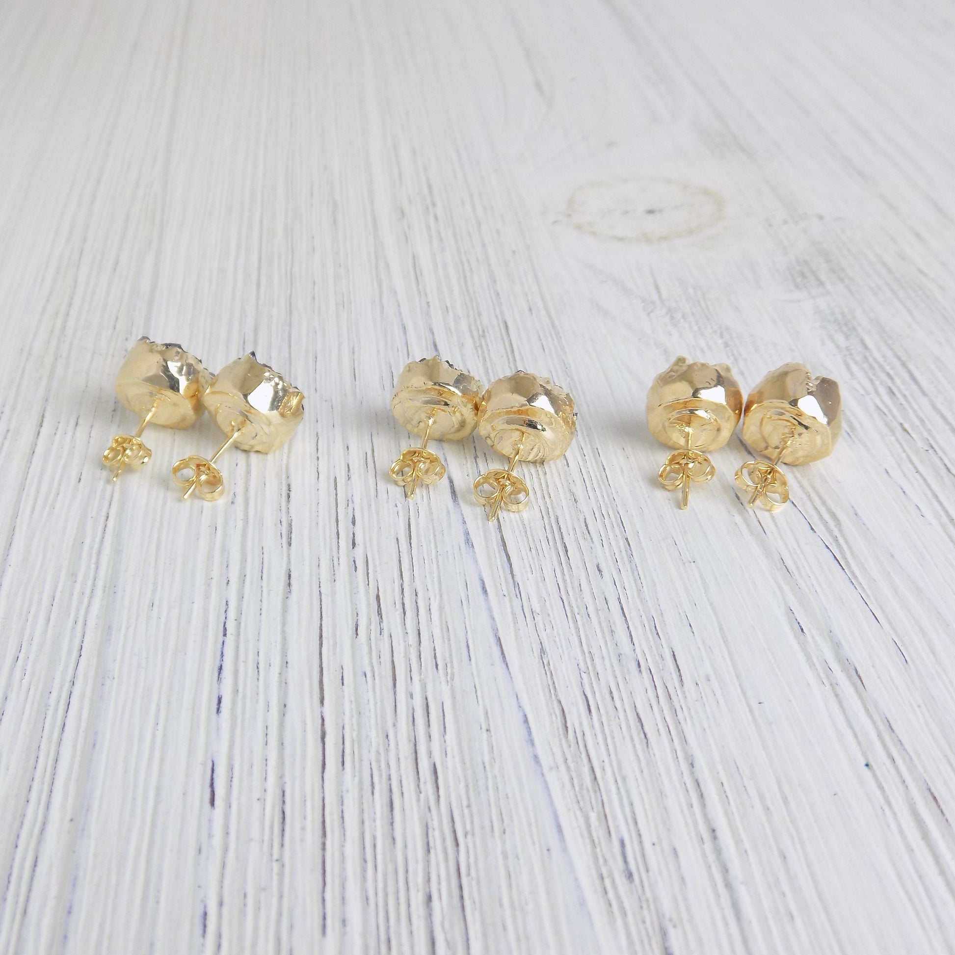 Raw Amethyst Earrings Studs - Deep Purple Raw Stone Earrings