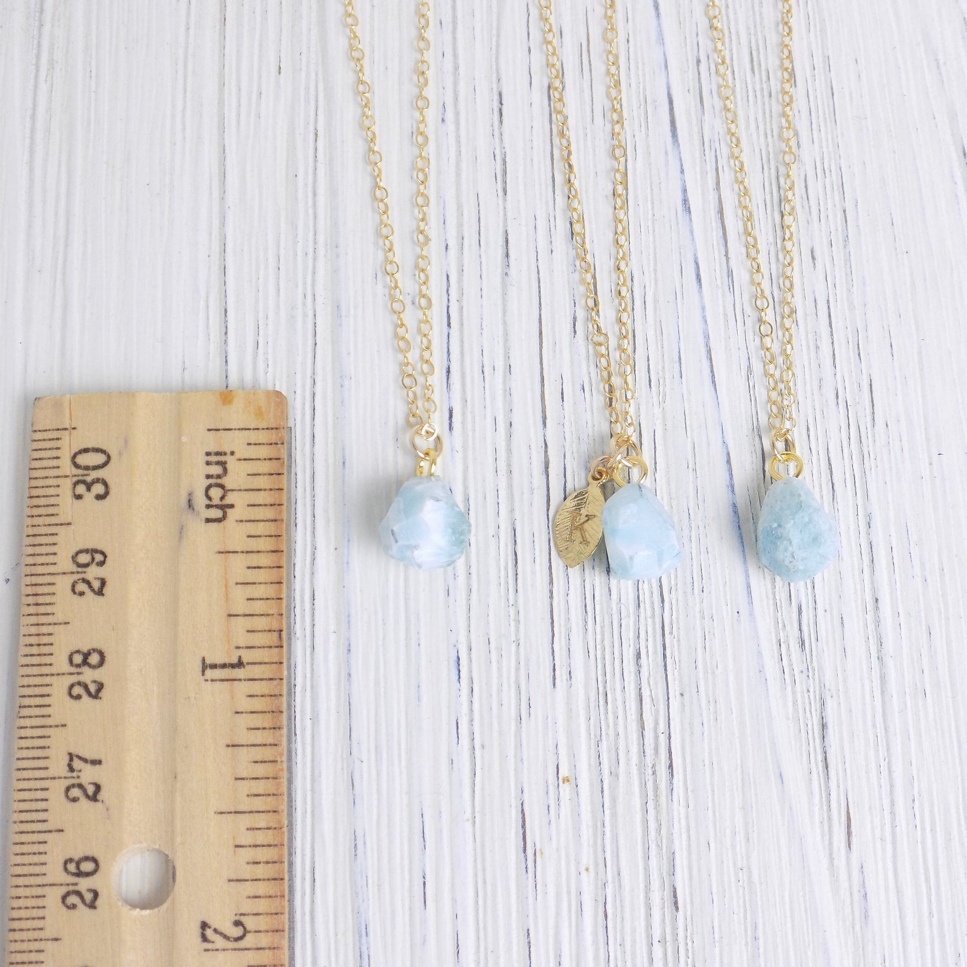 Blue Larimar Necklace Personalized, Raw Larimar Gemstone on 14K Gold Filled Chain, Christmas Gift For Best Friend, Gifts For Wife, M5-349