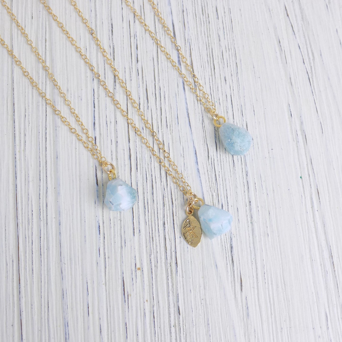 Blue Larimar Necklace Personalized, Raw Larimar Gemstone on 14K Gold Filled Chain, Christmas Gift For Best Friend, Gifts For Wife, M5-349