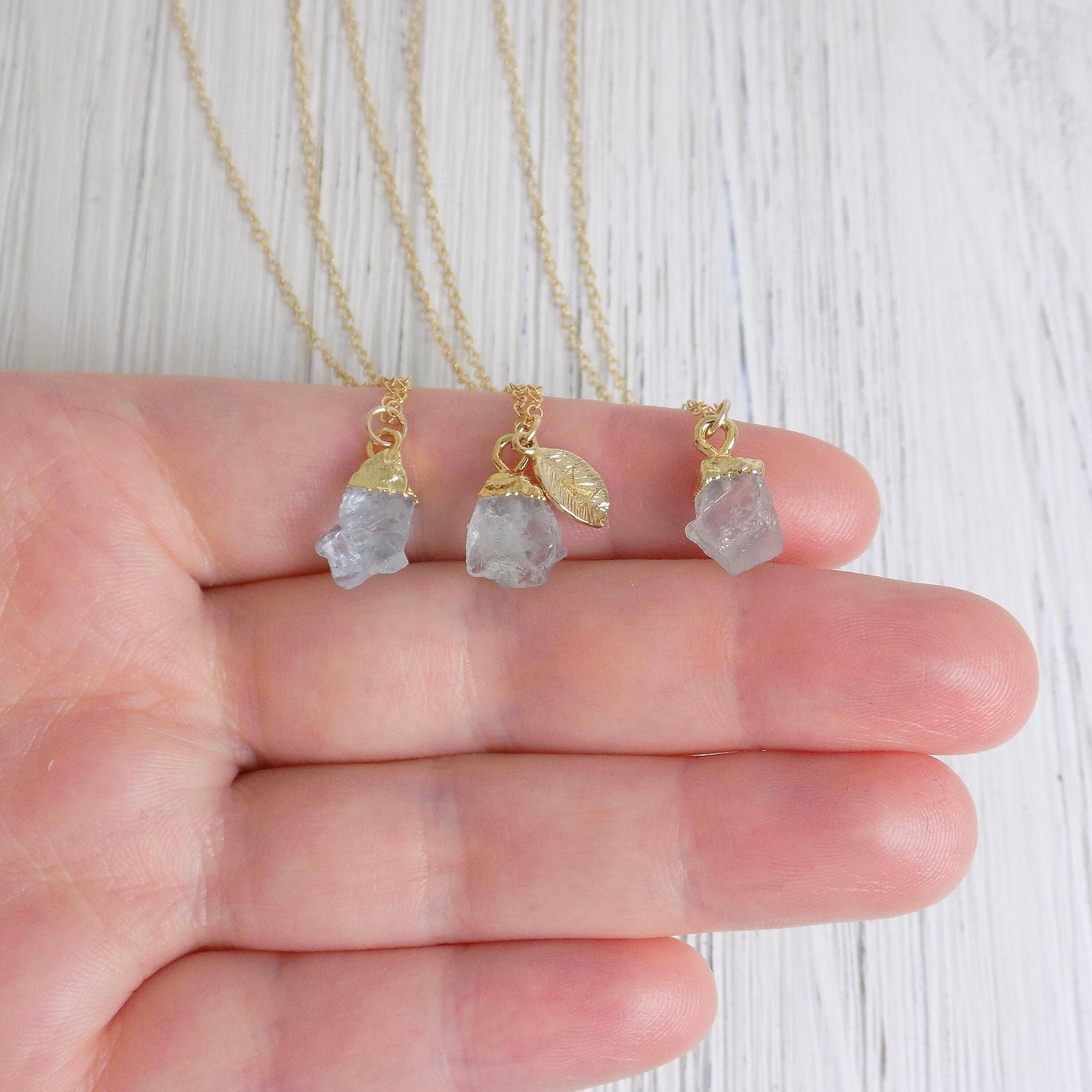 March Birthstone Necklace, Raw Aquamarine Necklace Personalized Initial, Small Rough Aquamarine Pendant, Gifts For Her, G13-551