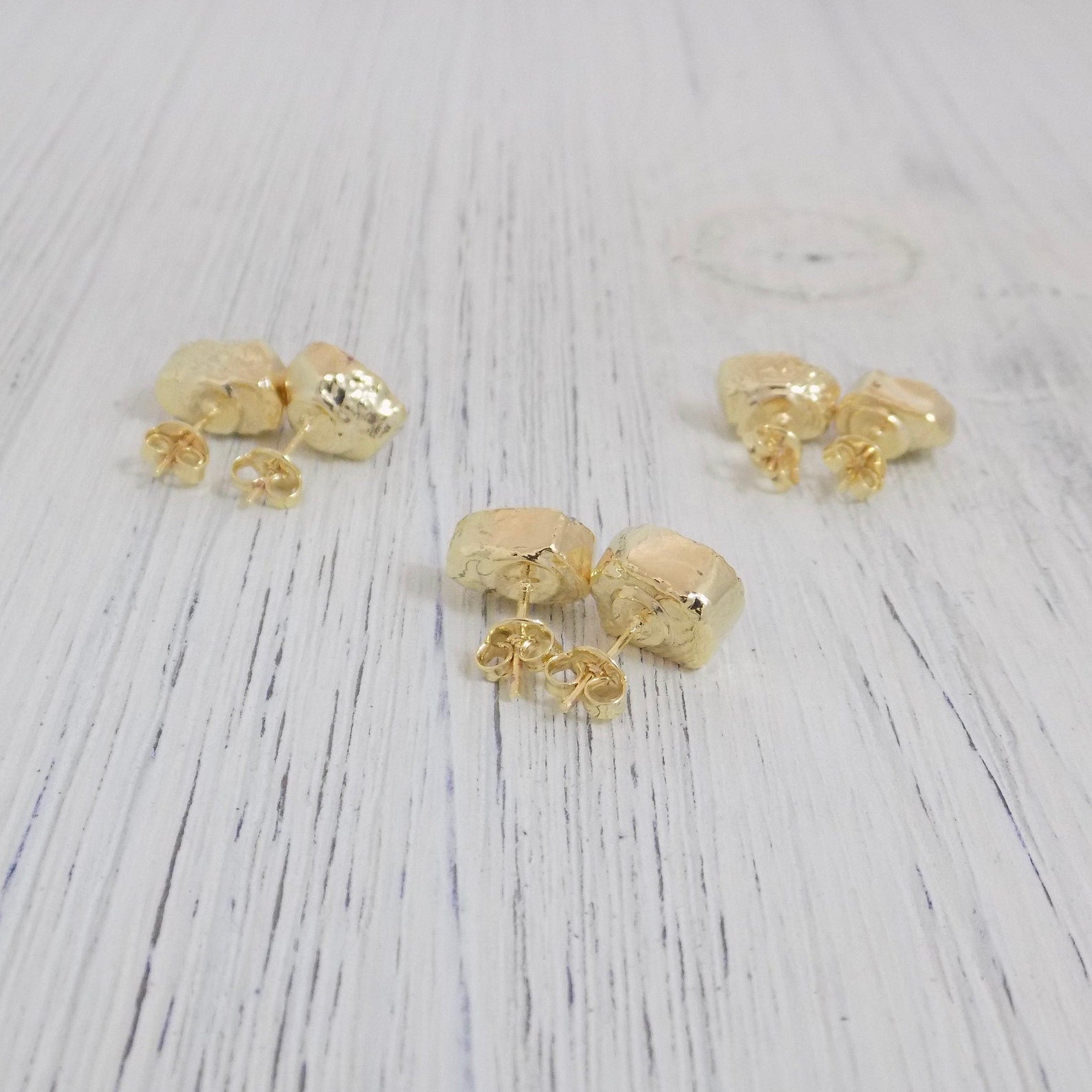 Christmas Gifts For Her - Purple Geode Earrings Studs Gold