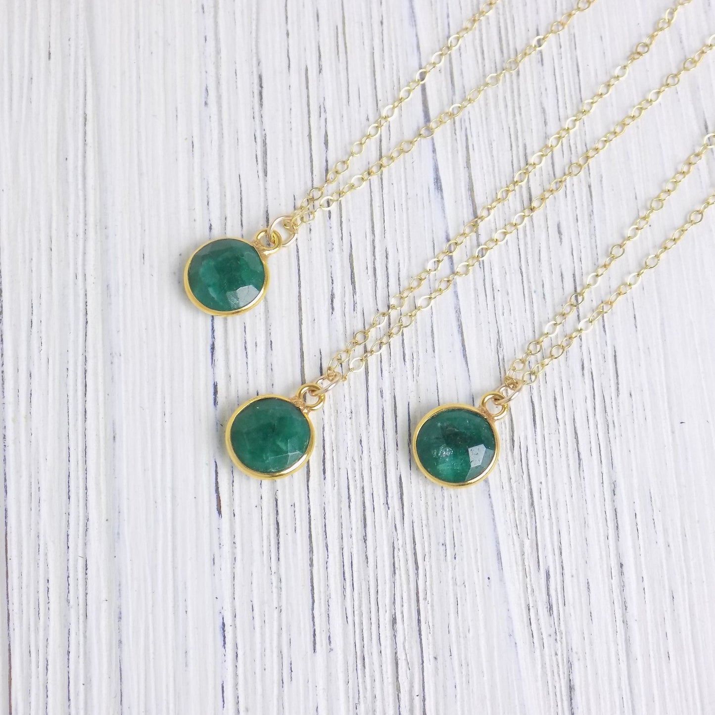 Raw Emerald Necklace - Small Emerald Pendant Necklace