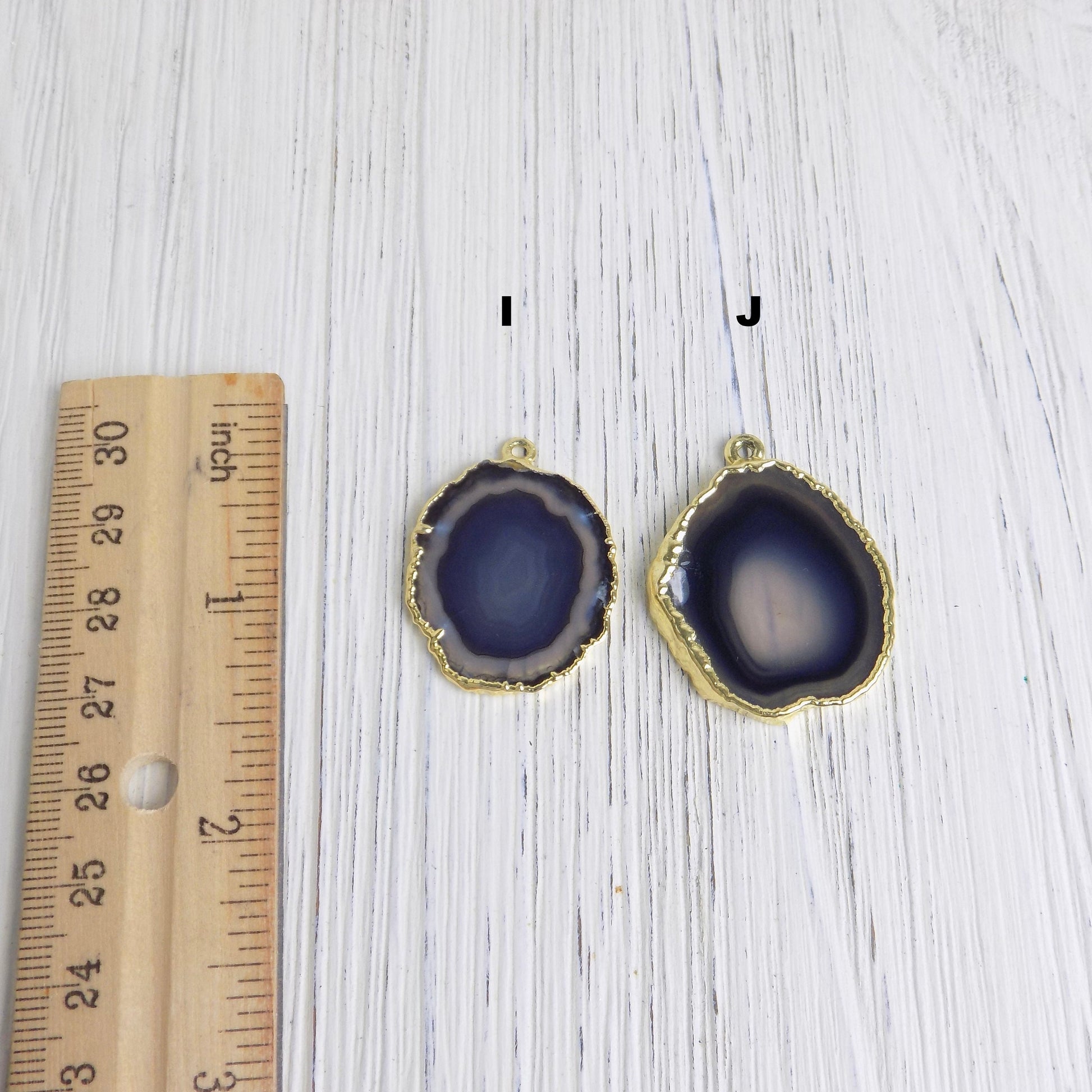 Black Agate Necklace 14K Gold Filled Chain - Long Slice Pendant Necklace
