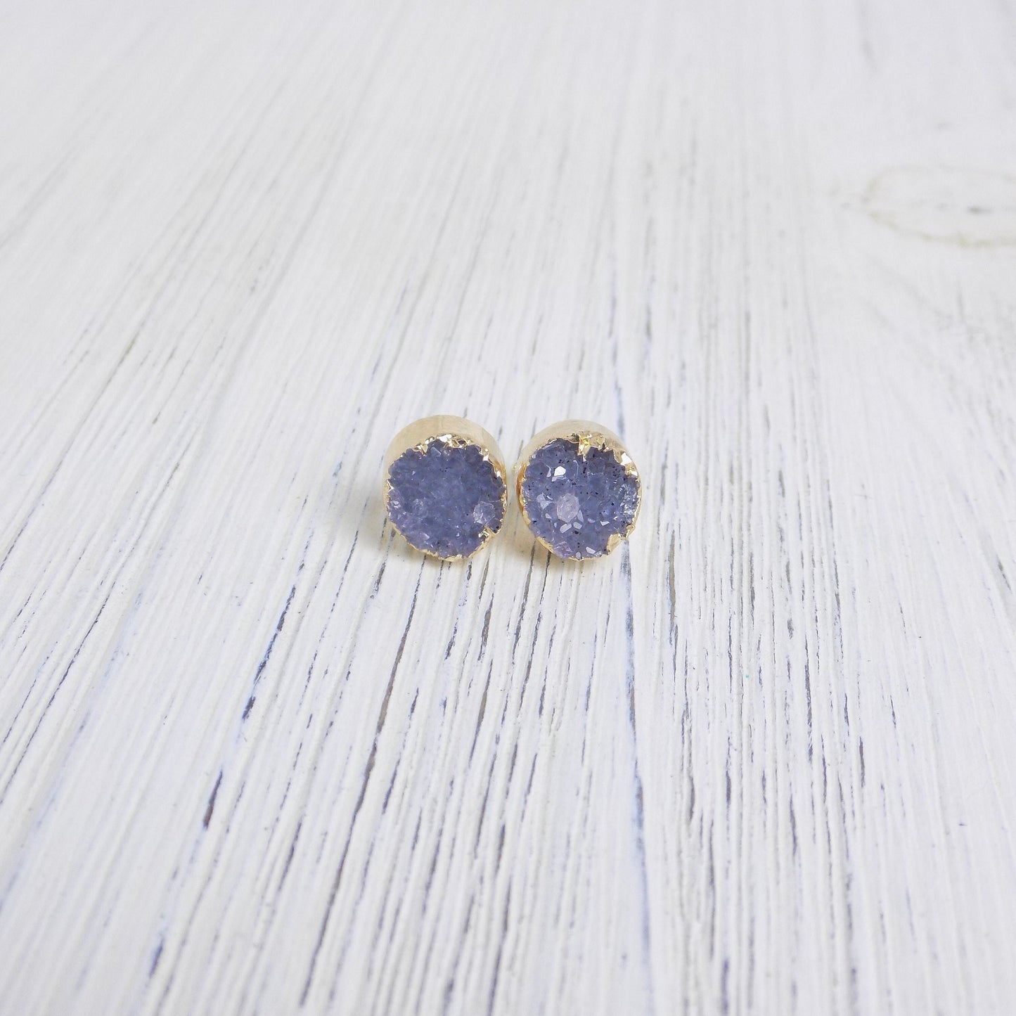 Real Druzy Earrings Studs - Gold Drusy Earrings