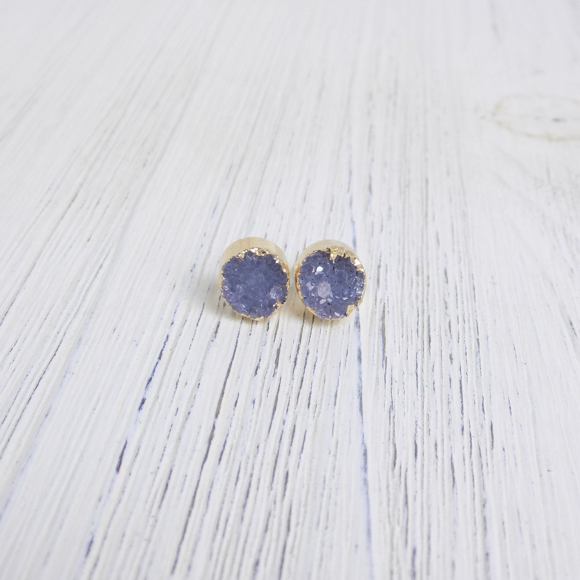Real Druzy Earrings Studs - Gold Drusy Earrings
