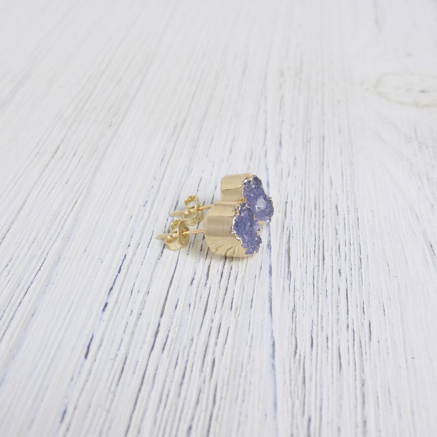 Real Druzy Earrings Studs - Gold Drusy Earrings