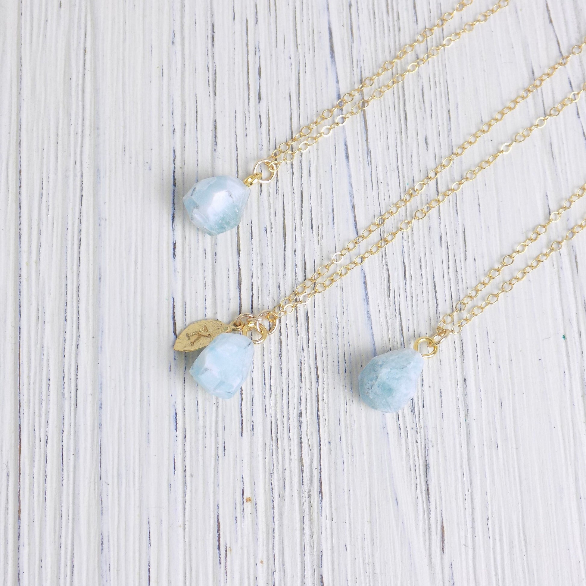 Blue Larimar Necklace Personalized, Raw Larimar Gemstone on 14K Gold Filled Chain, Christmas Gift For Best Friend, Gifts For Wife, M5-349