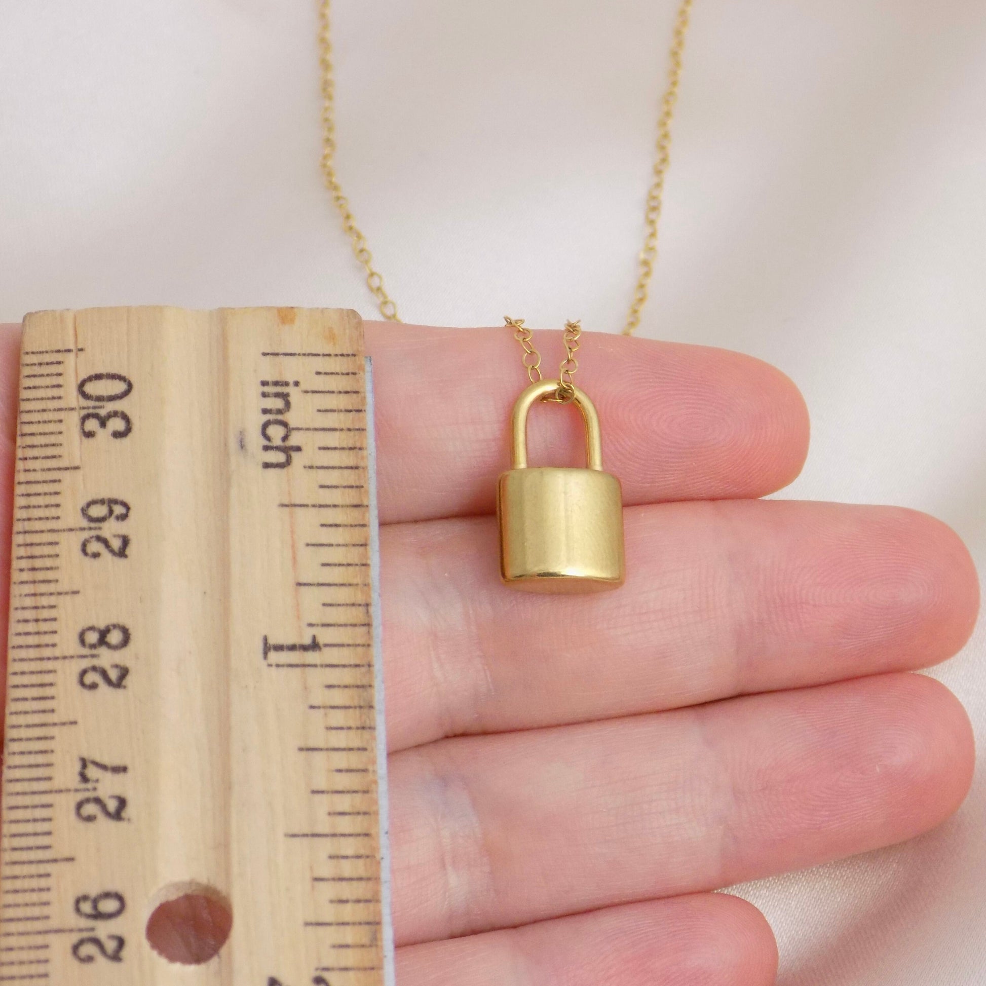 Gold Lock Charm Necklace For Layering, Trendy Modern Layers, Gifts For Her, M6-134