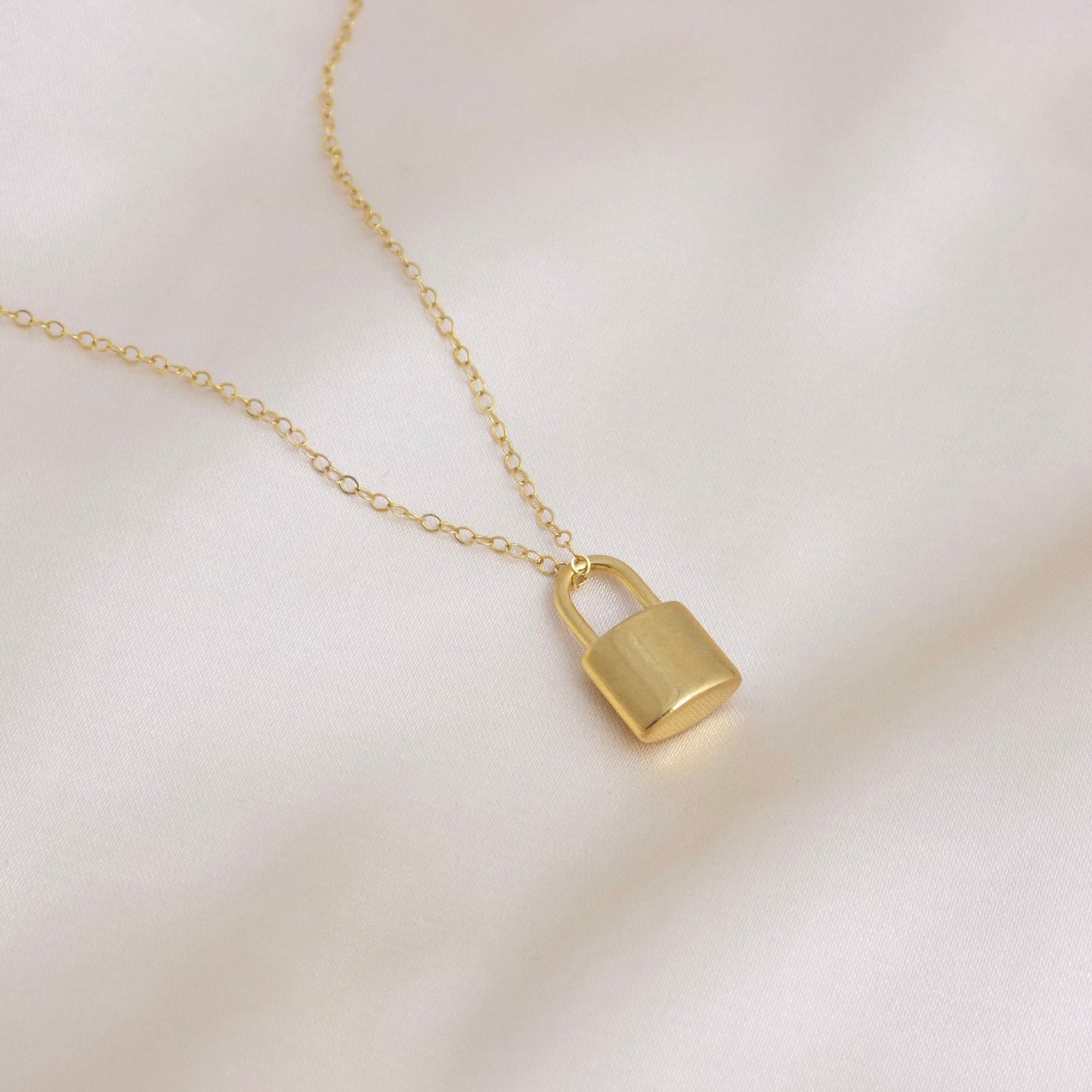 Gold Lock Charm Necklace For Layering, Trendy Modern Layers, Gifts For Her, M6-134