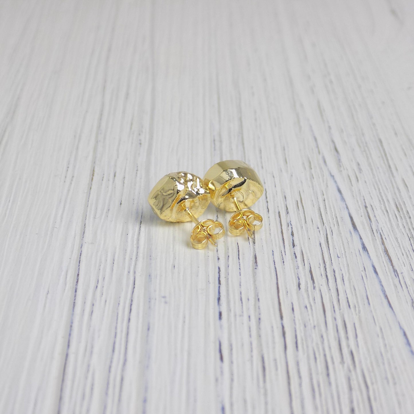 Black Gray Crystal Gemstone Stud Earrings Gold, Druzy Earrings, Gifts For Mom, G14-64