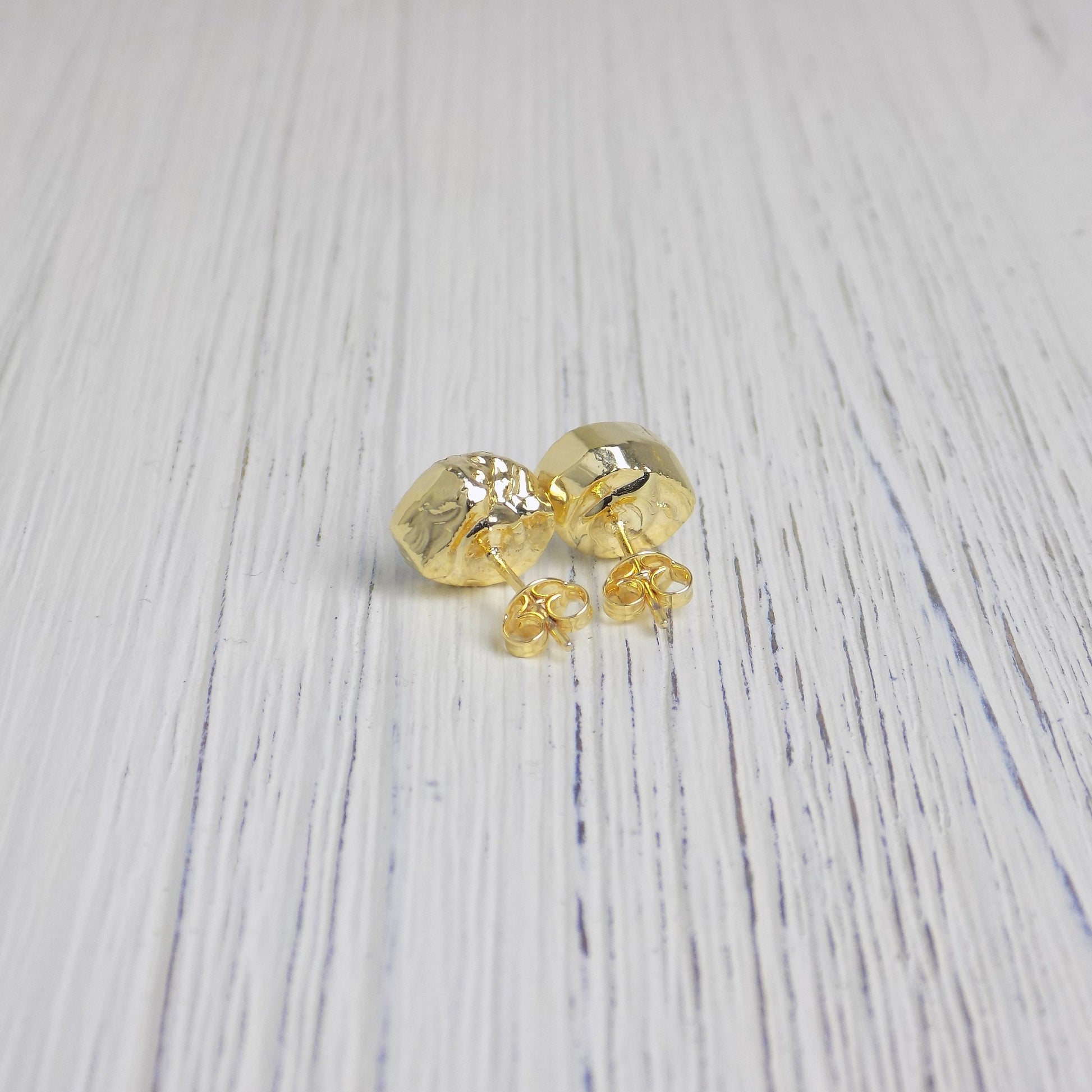 Black Gray Crystal Gemstone Stud Earrings Gold, Druzy Earrings, Gifts For Mom, G14-64