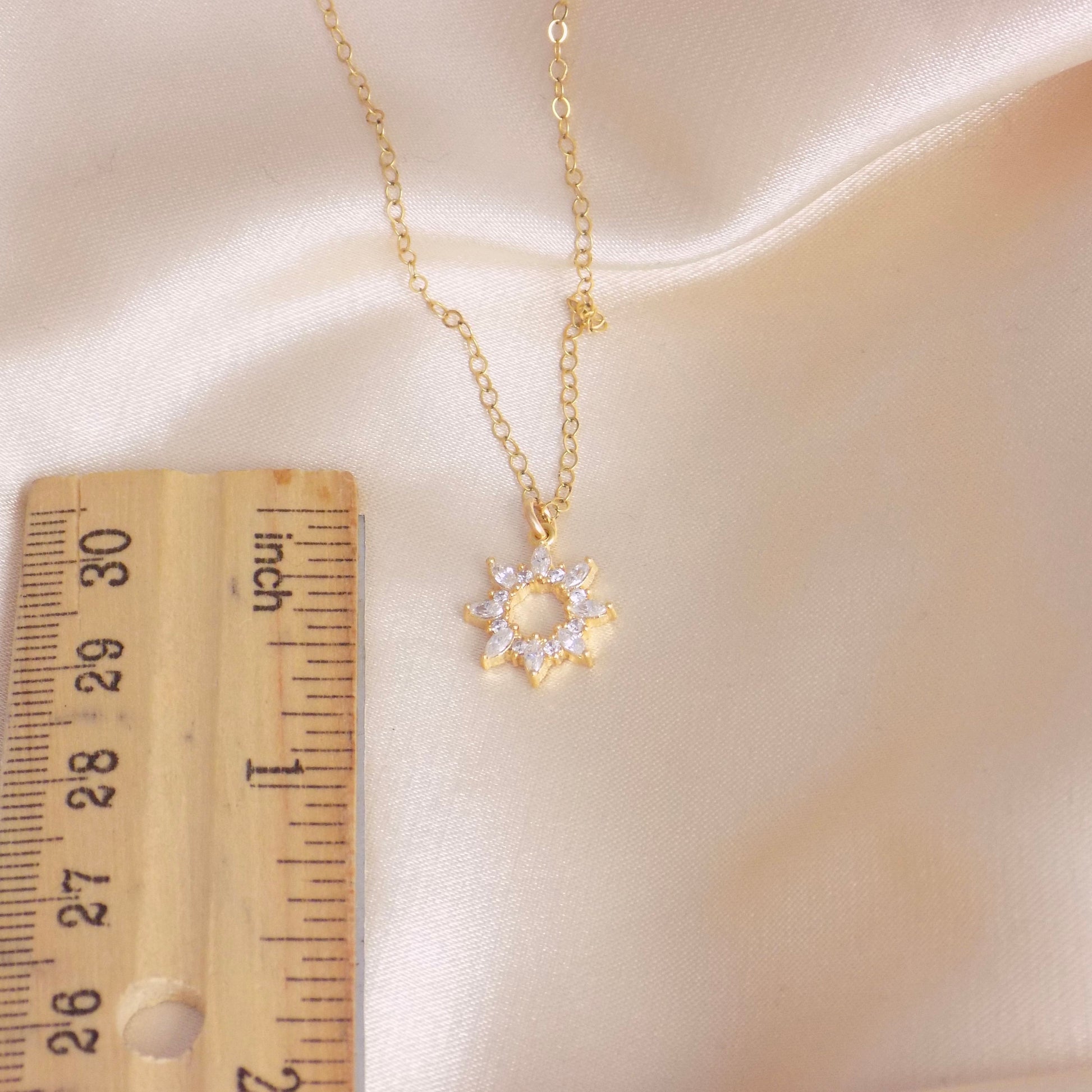 Cubic Zirconia Sun Necklace Gold, Minimalist Layering Necklaces For Women, M5-396