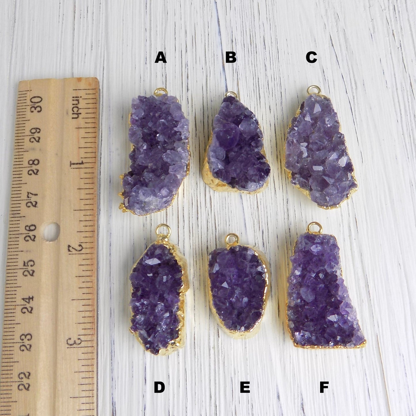 Raw Amethyst Necklace - Druzy Necklace Gold