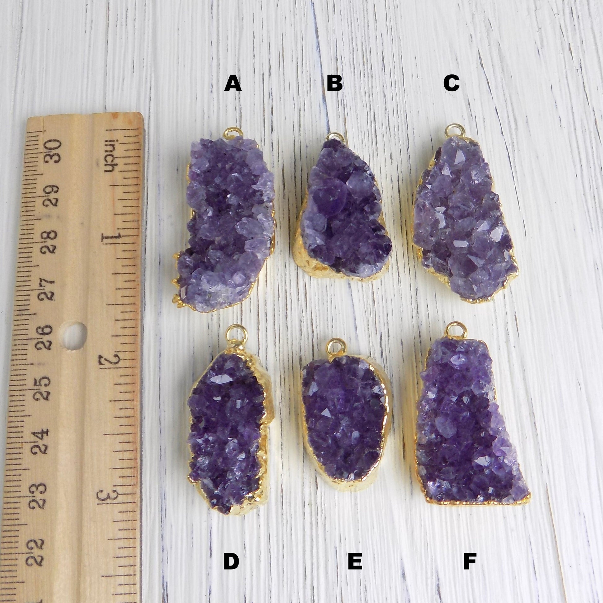 Raw Amethyst Necklace - Druzy Necklace Gold
