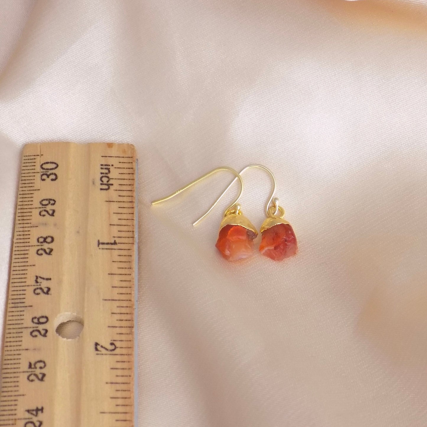 Valentines Day Gift, Raw Carnelian Earrings Gold, Rough Stone Orange Brown Earring, Gifts For Wife, G14-776