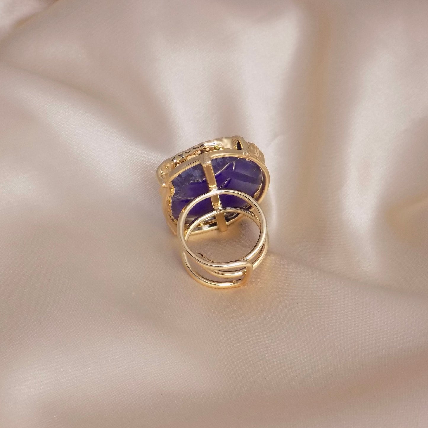 Purple Slice Agate Ring - Boho Geode Ring Statement Large Gemstone