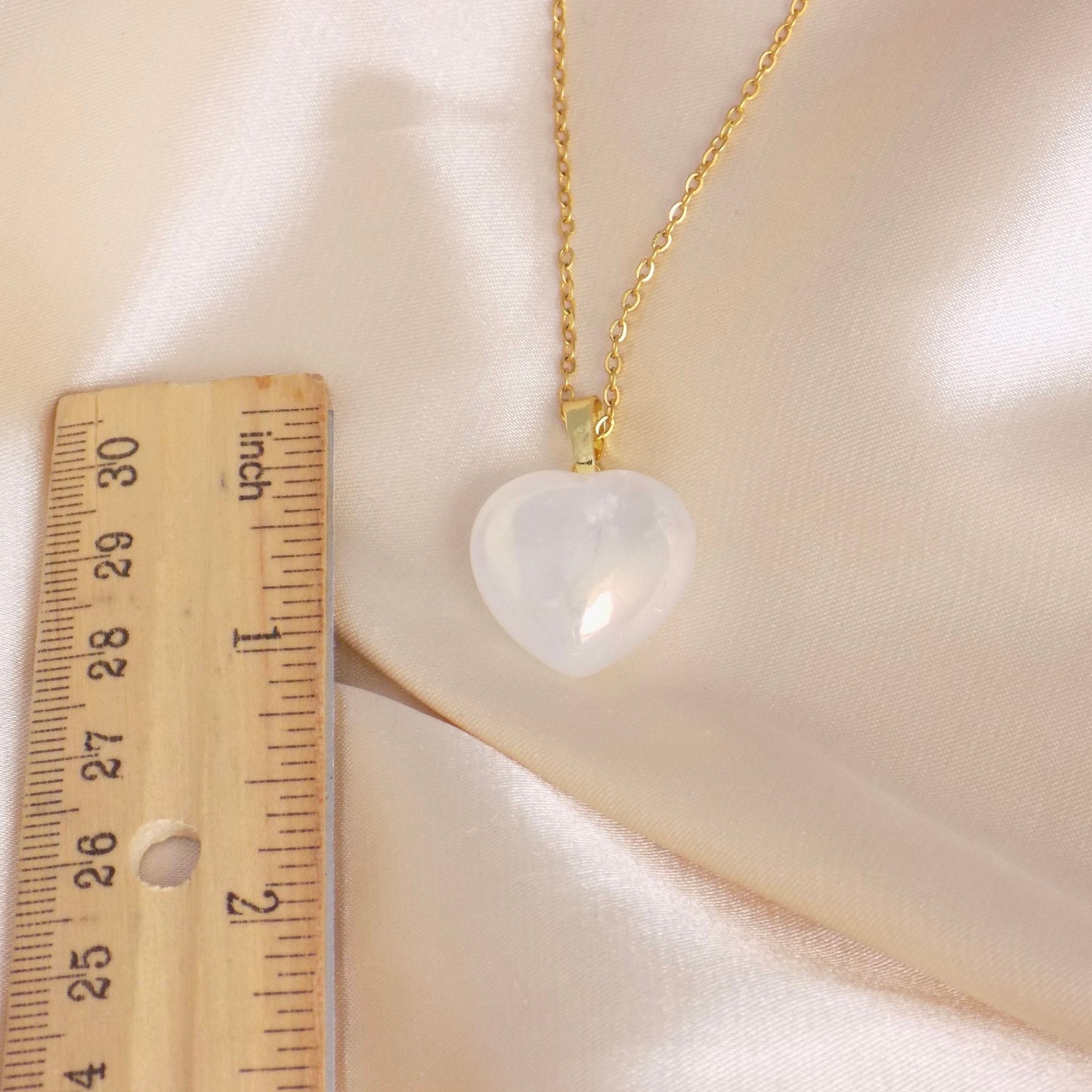 Aura Quartz Heart Pendant, Iridescent Aura Crystal Pendant, Gift Women, M7-20