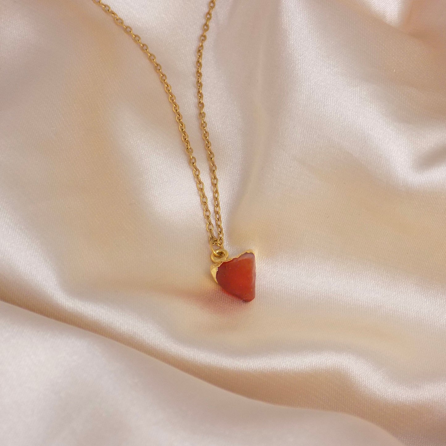 Raw Carnelian Necklace Gold, Orange Crystal Pendant Necklace For Layering, Gift For Mom, M7-16