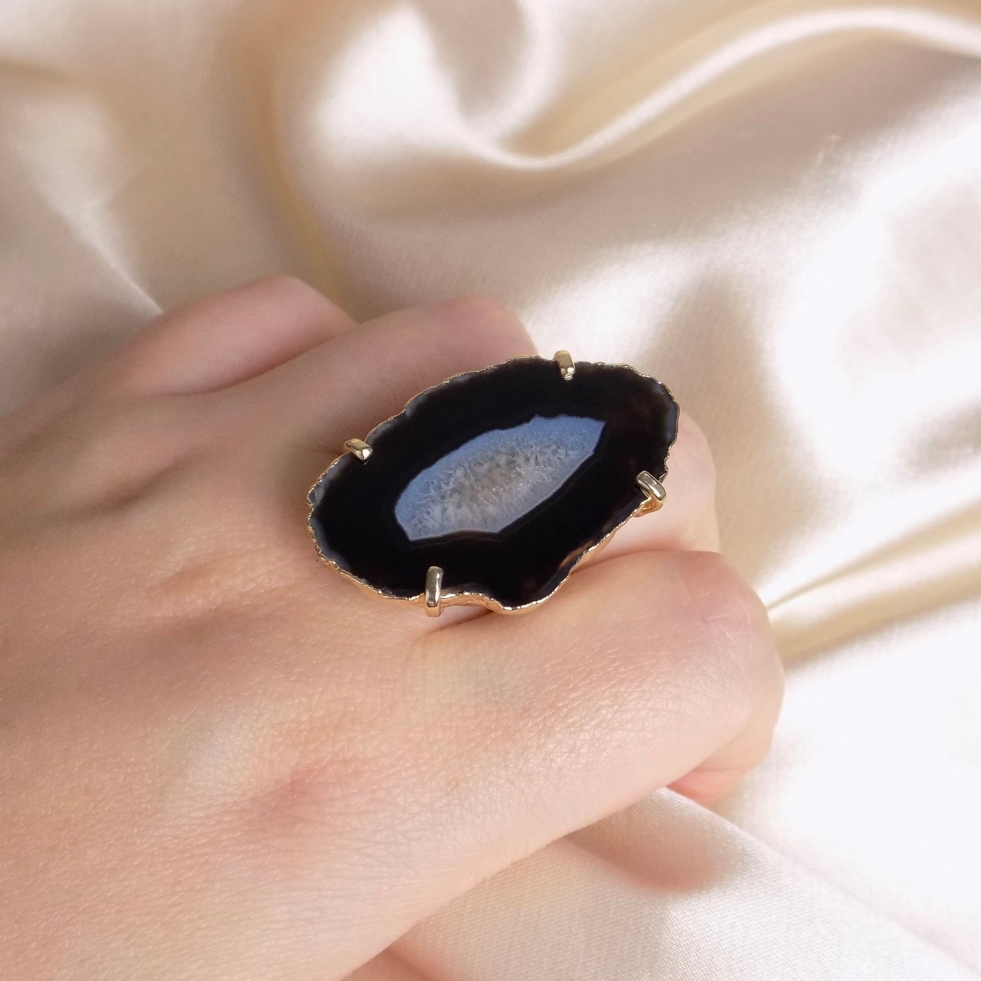 Gift For Mom - Agate Ring Black