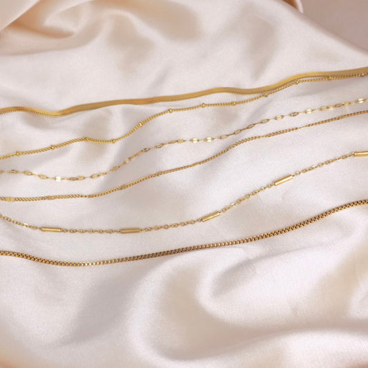 Dainty Gold Chains For Women, 18K Gold Stainless Steel Chain, Box, Satellite, Lace, Snake Chains,Finished Chain, Made to Order, Ch5