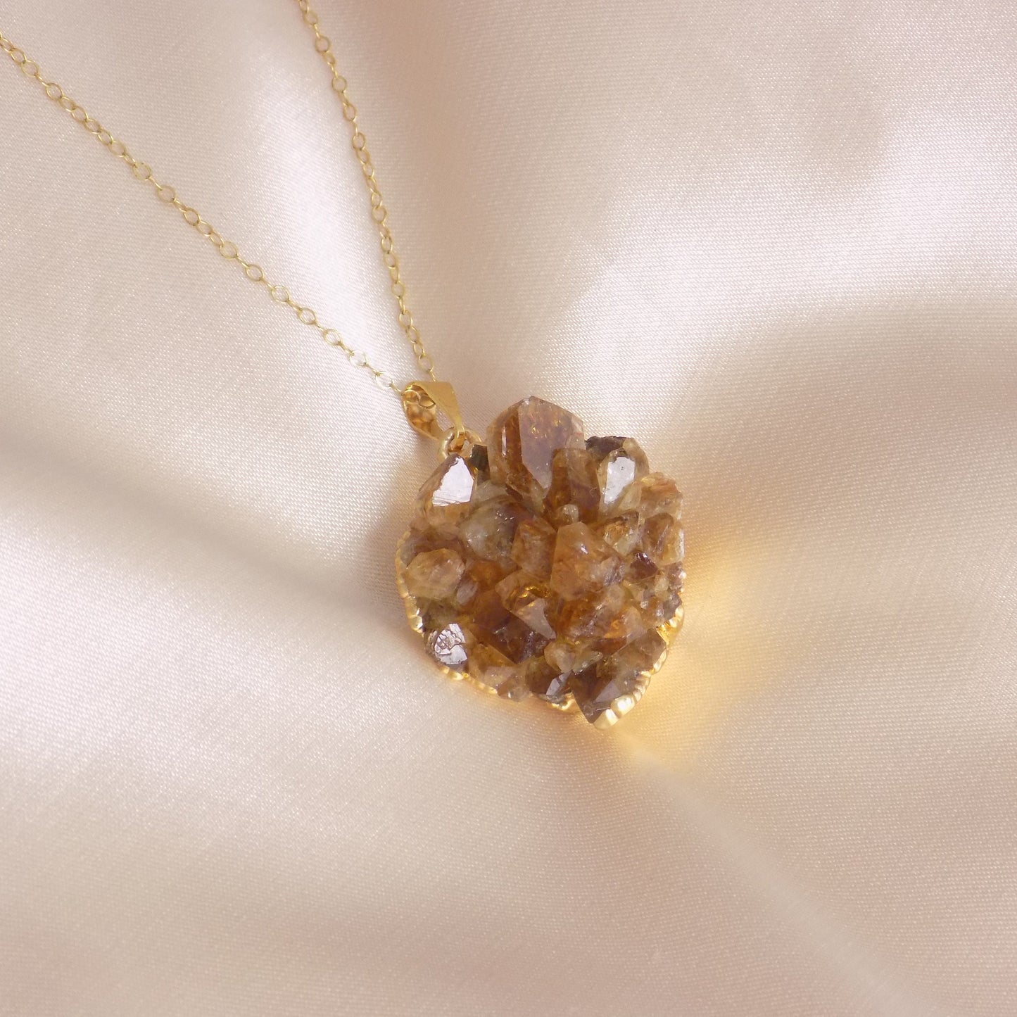 Raw Citrine Necklace Gold - Citrine Crystal Pendant