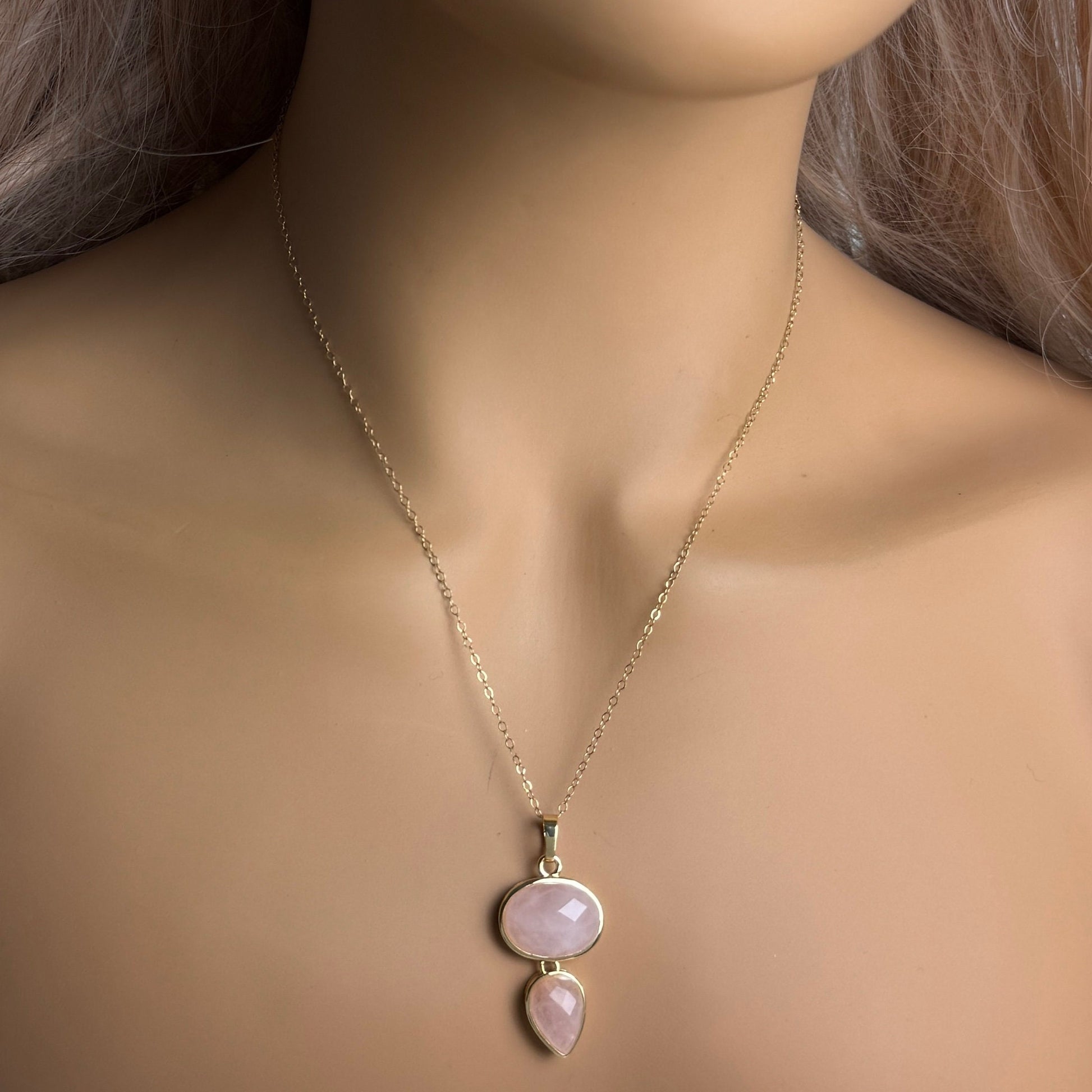 Christmas Gift - Rose Quartz Necklace Gold