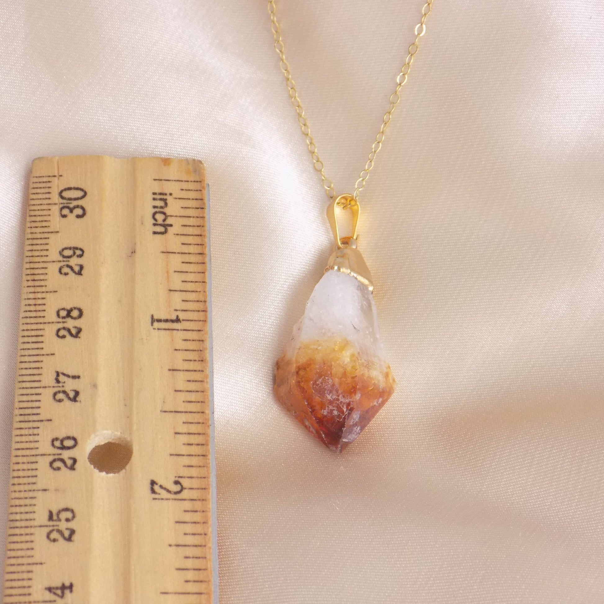 Raw Citrine Crystal Necklace Gold - November Birthstone Jewelry