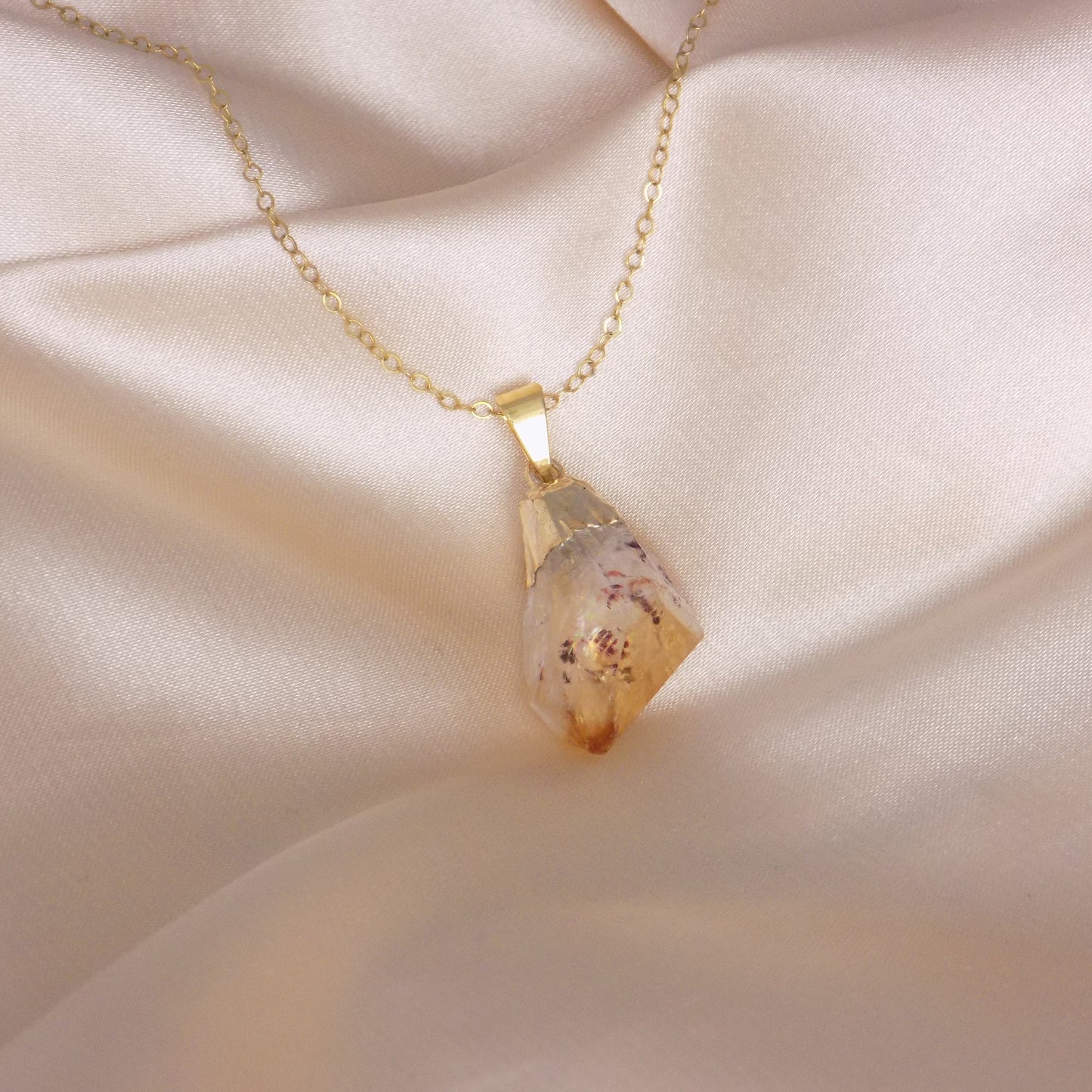 Yellow Citrine Crystal Necklace Gold - November Birthstone Jewelry