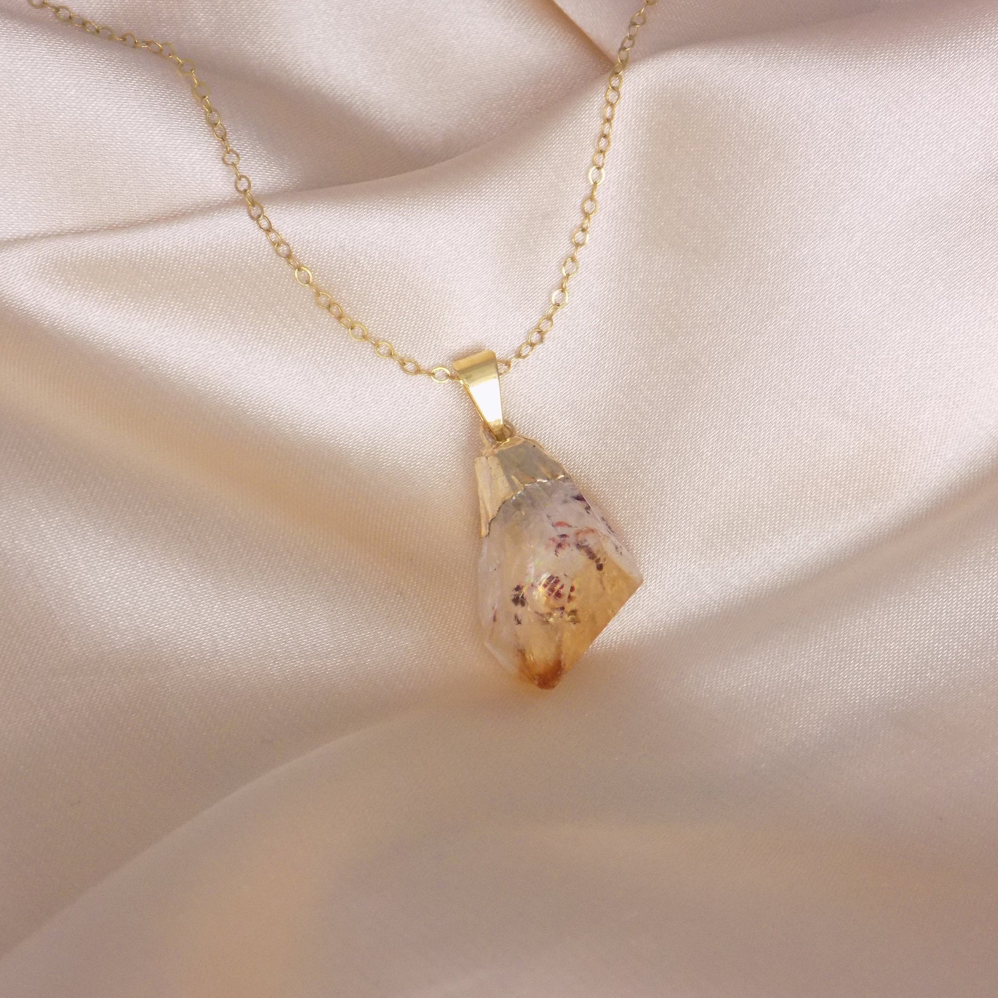 Yellow Citrine Crystal Necklace Gold - November Birthstone Jewelry