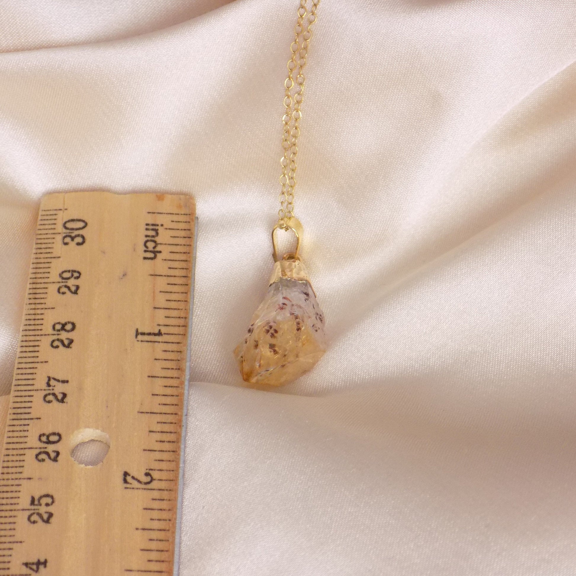 Yellow Citrine Crystal Necklace Gold - November Birthstone Jewelry
