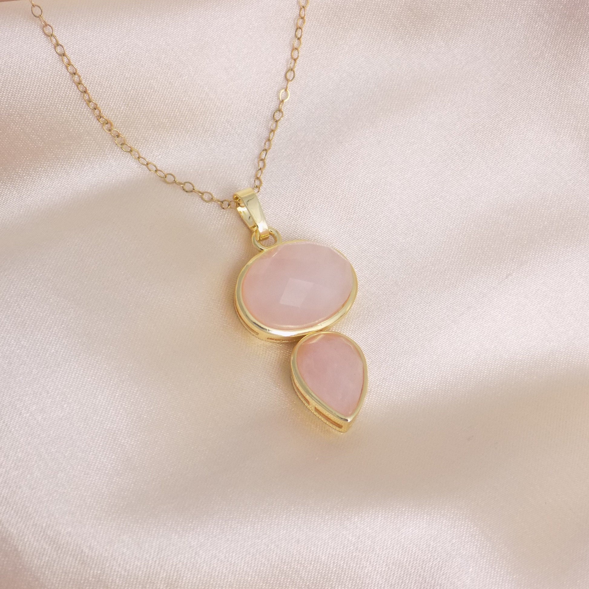 Christmas Gift - Rose Quartz Necklace Gold