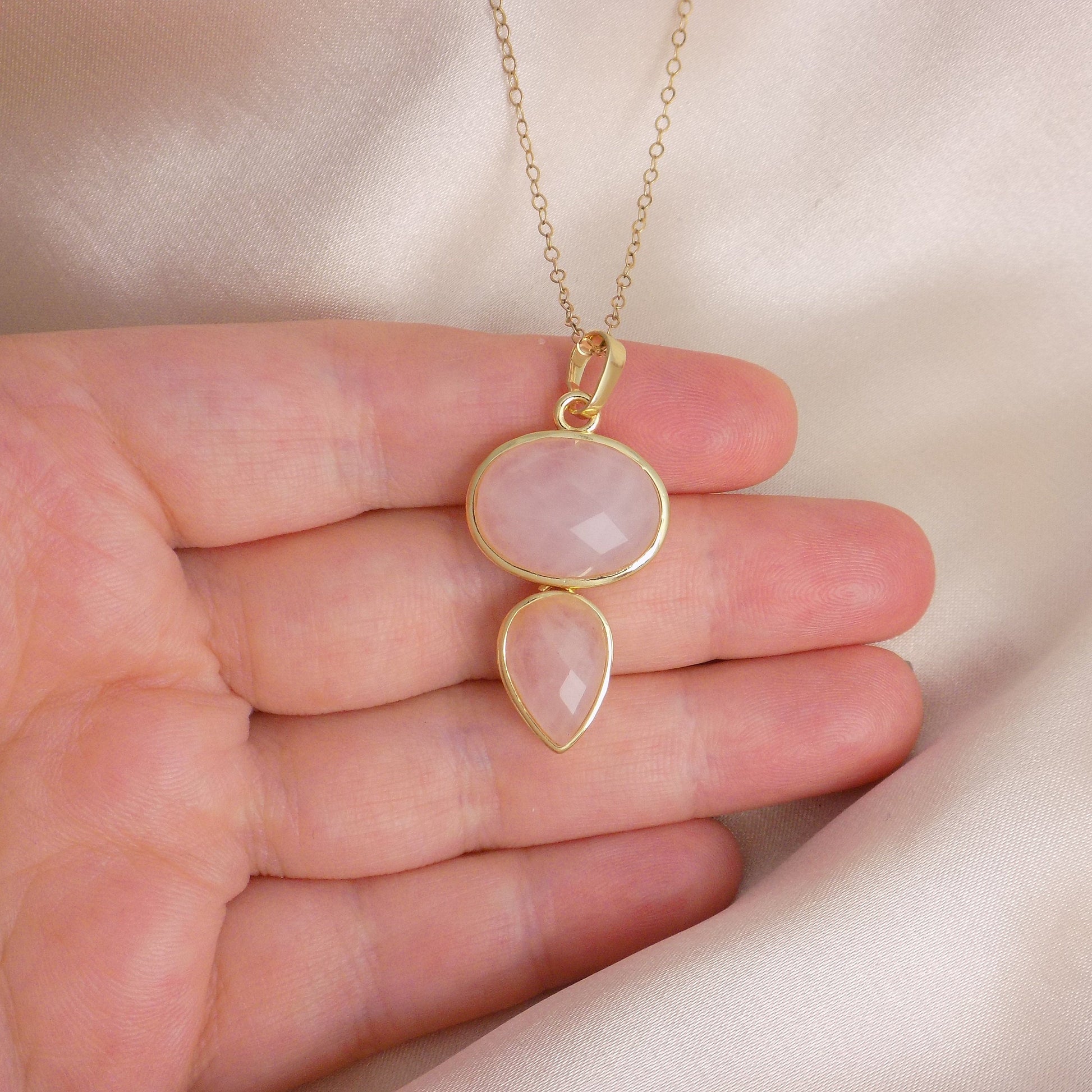 Christmas Gift - Rose Quartz Necklace Gold