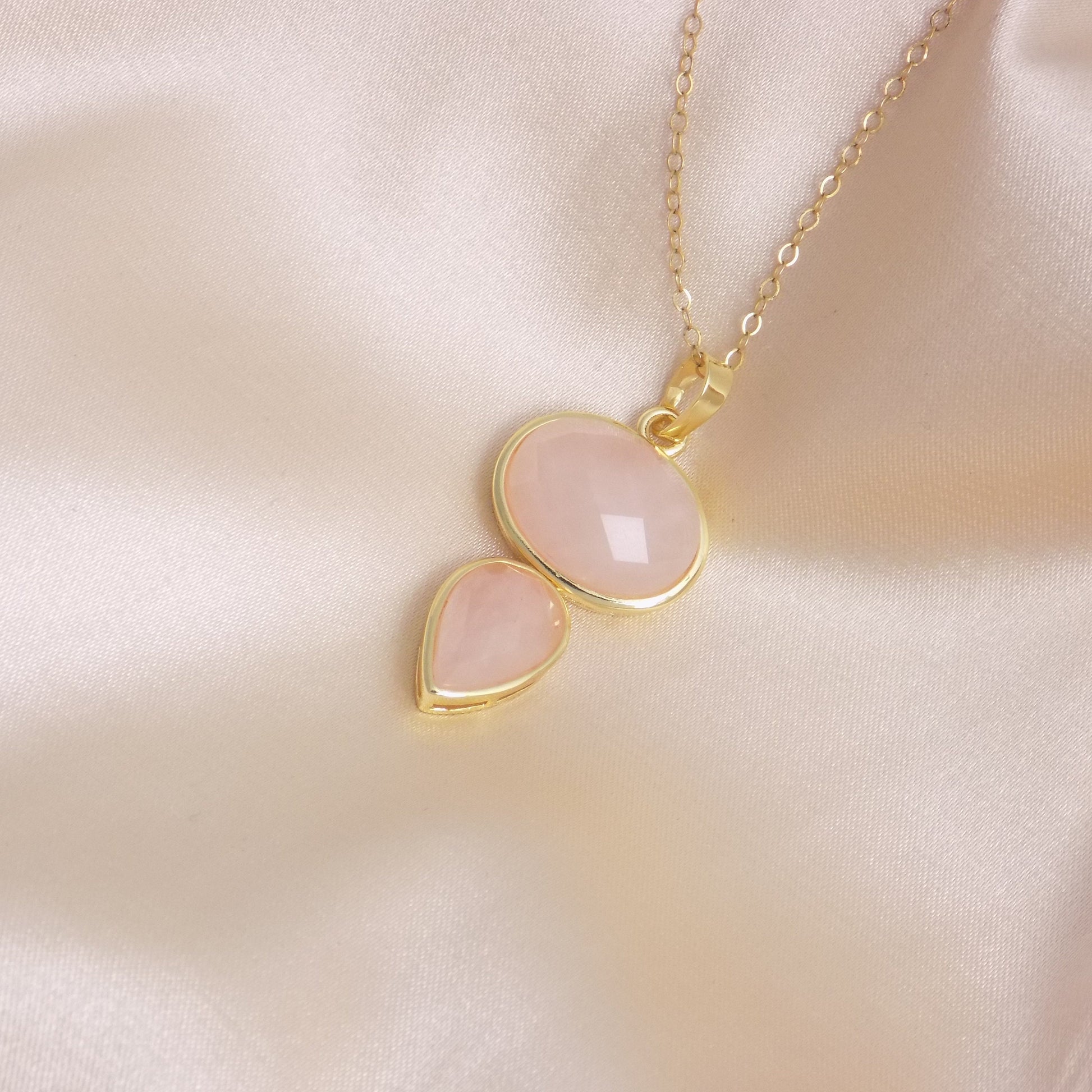 Christmas Gift - Rose Quartz Necklace Gold