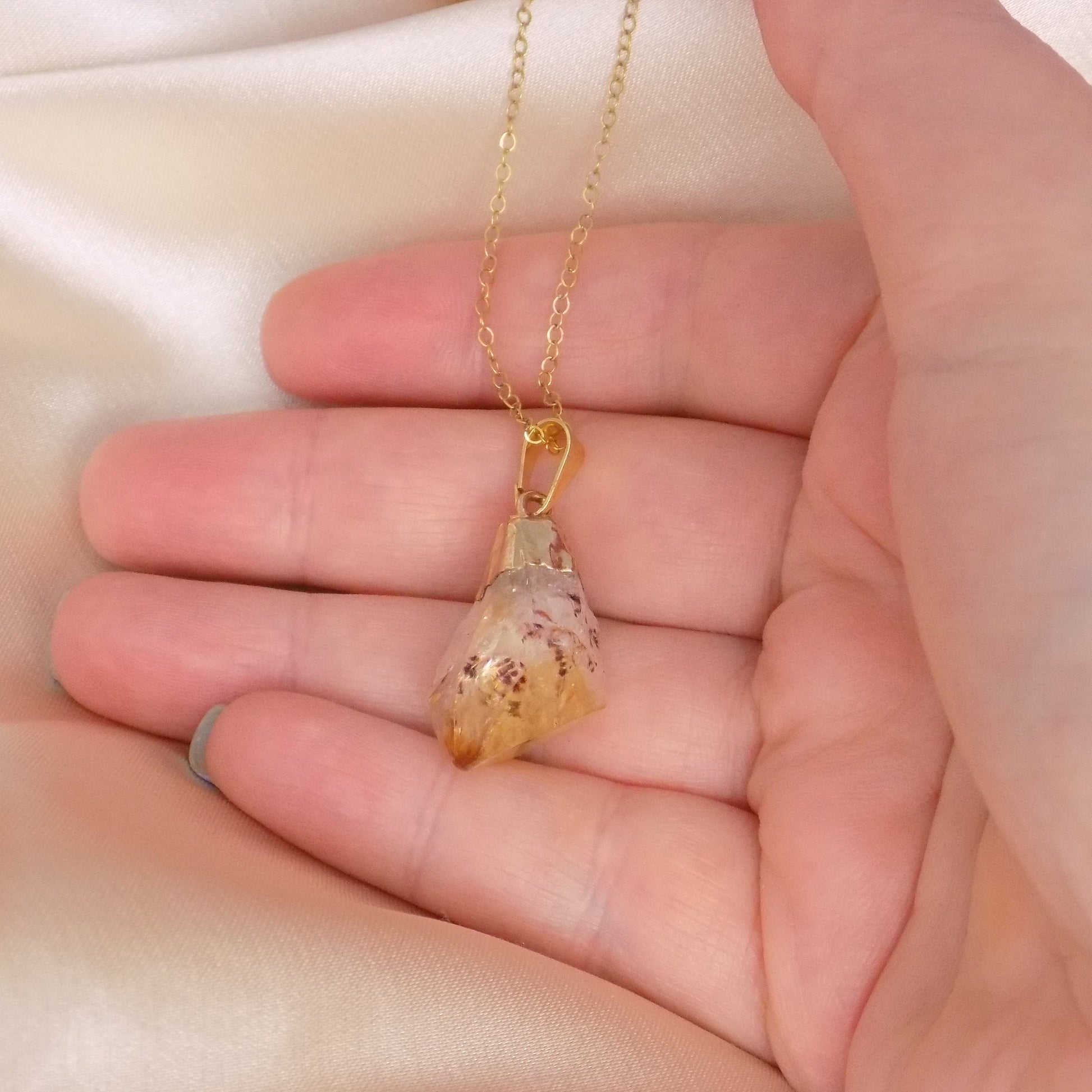 Yellow Citrine Crystal Necklace Gold - November Birthstone Jewelry