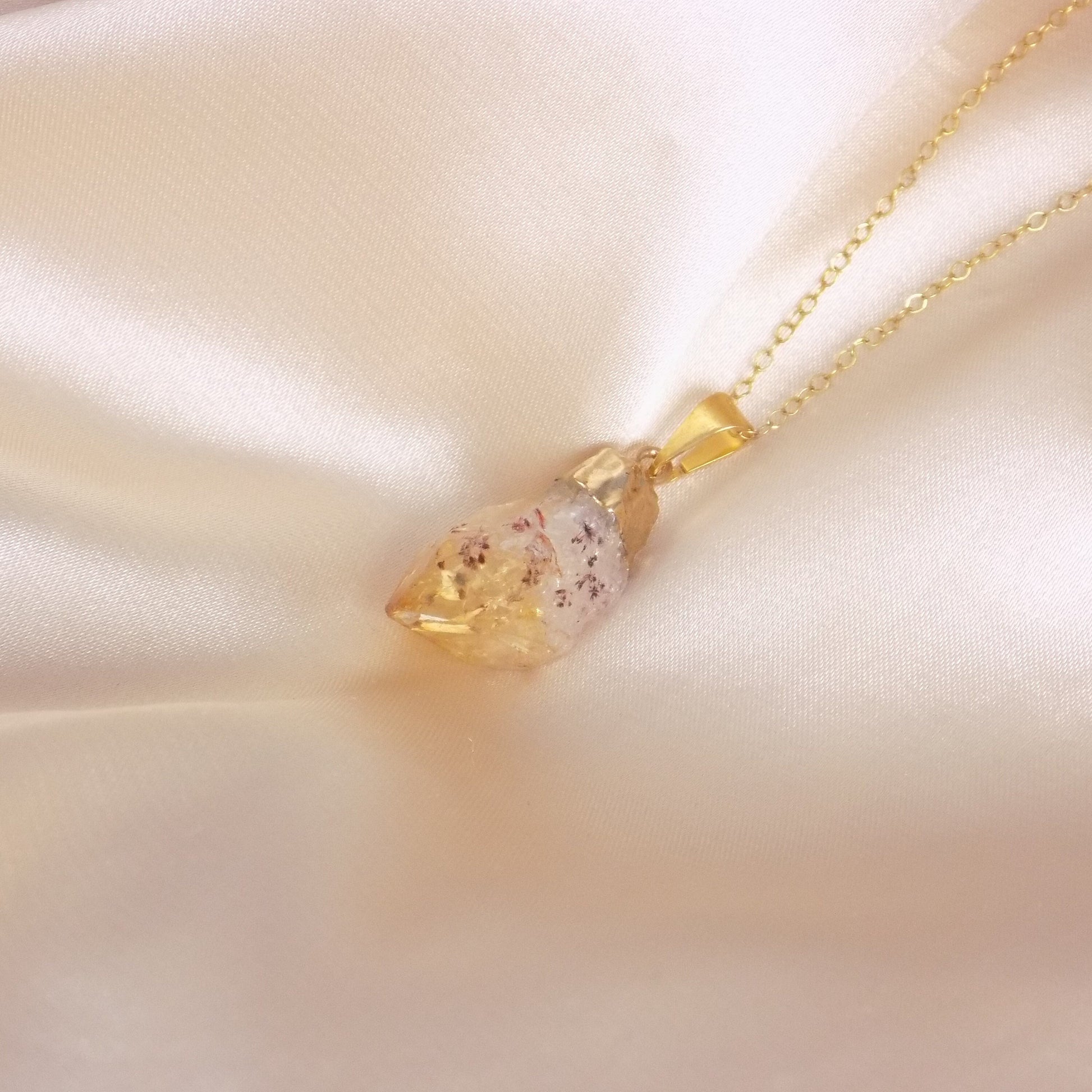 Yellow Citrine Crystal Necklace Gold - November Birthstone Jewelry