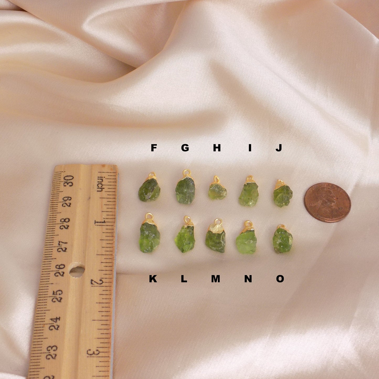 Small Raw Peridot Necklace 18K Gold Stainless Steel Chain