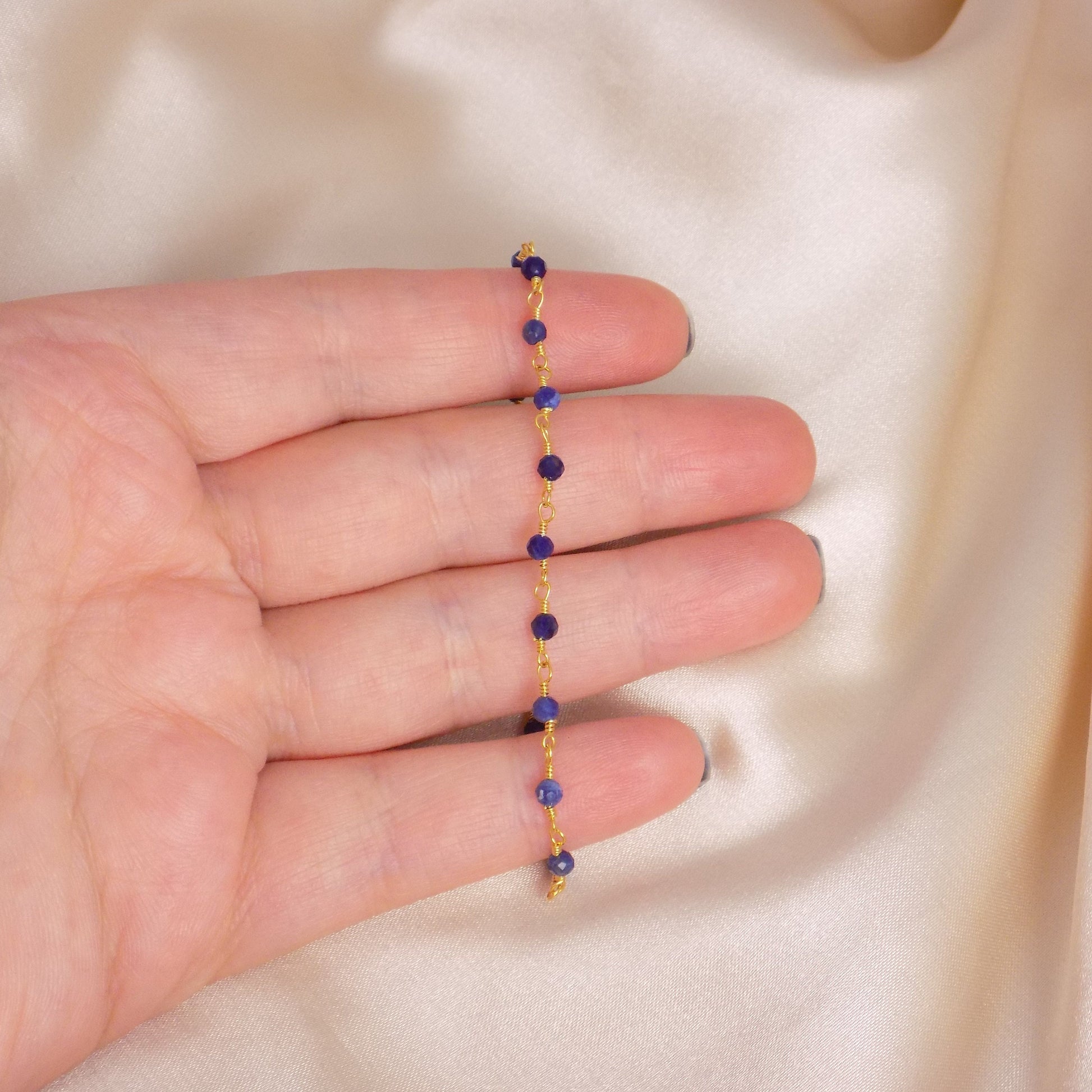 Blue Bracelet, Tiny Sodalite Bracelet - Blue Sodalite Gold - Dainty Super Thin Bracelet - Simple Bracelet Everyday - Gifts For Her - M7-203