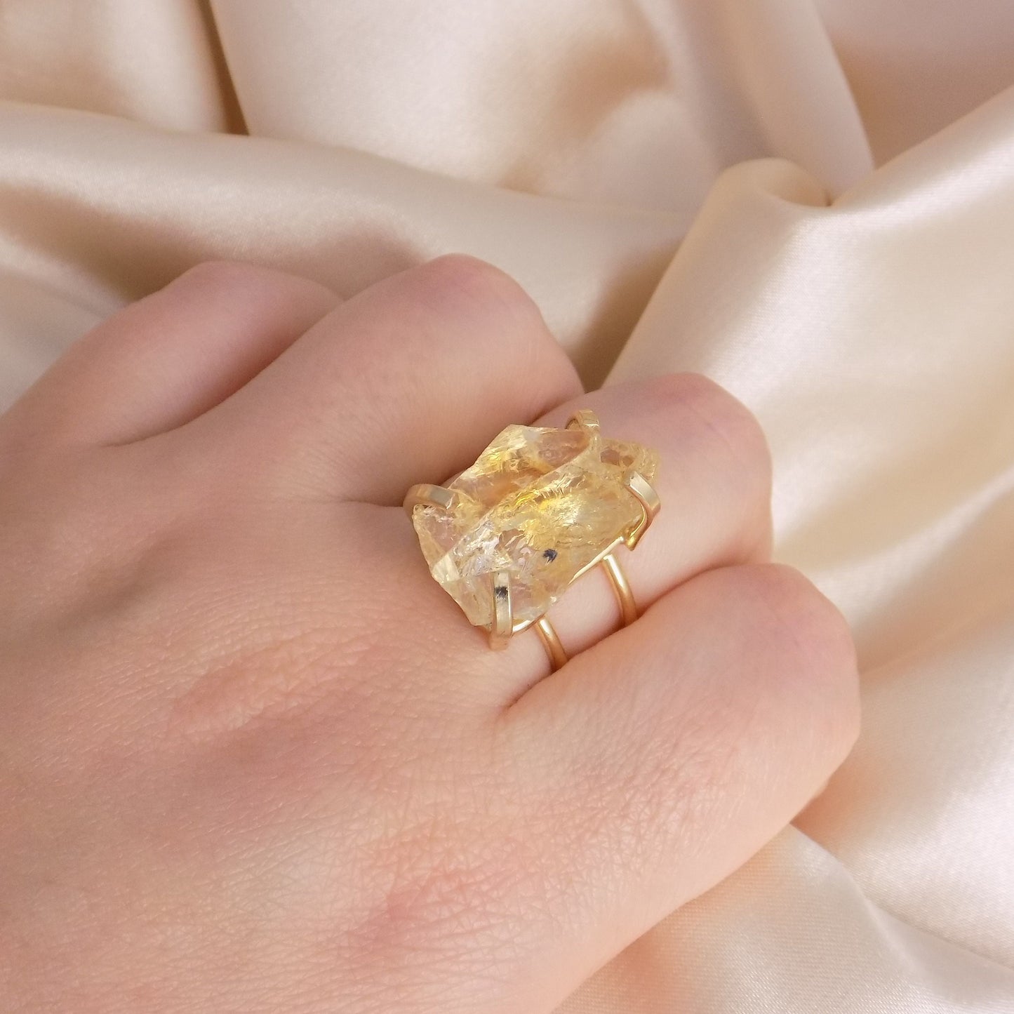 Citrine Ring Gold - Raw Citrine Ring
