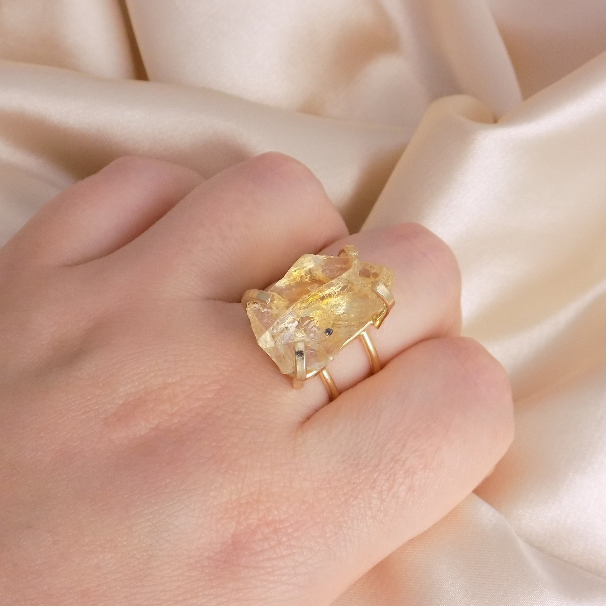 Citrine Ring Gold - Raw Citrine Ring