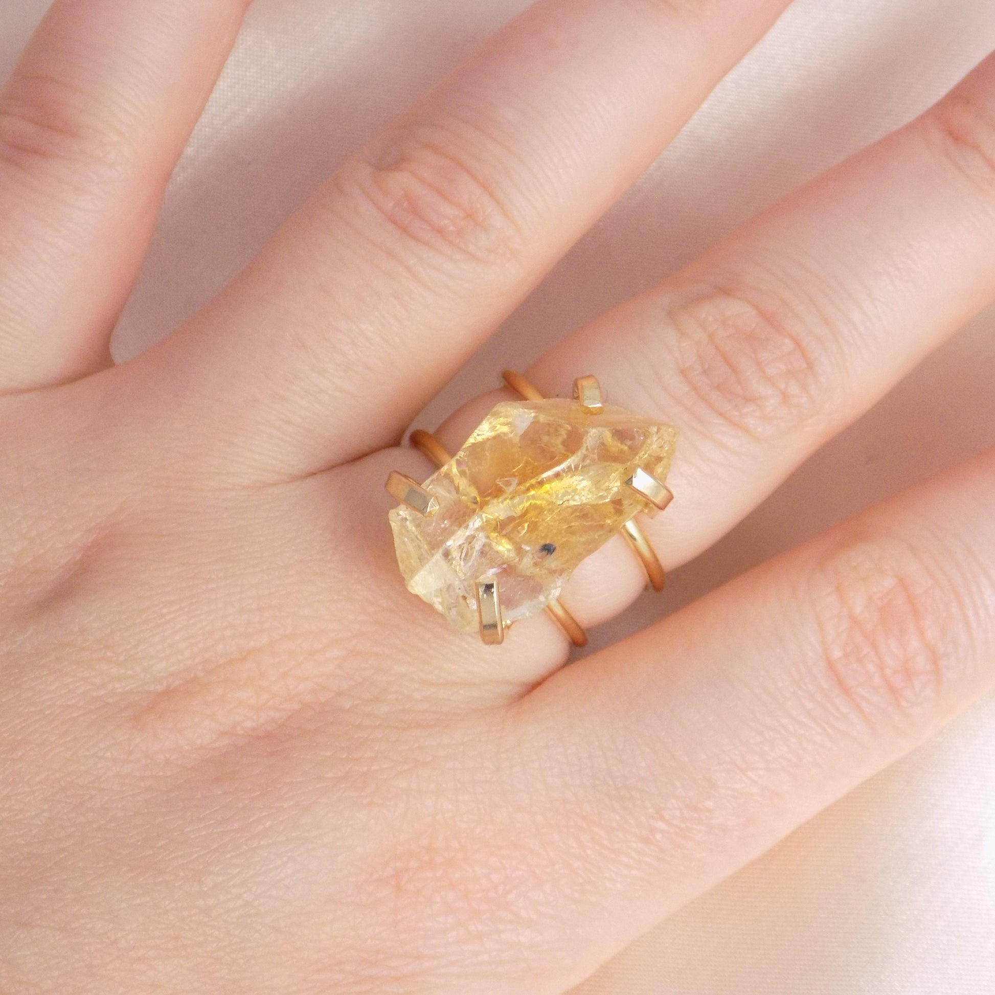 Citrine Ring Gold - Raw Citrine Ring