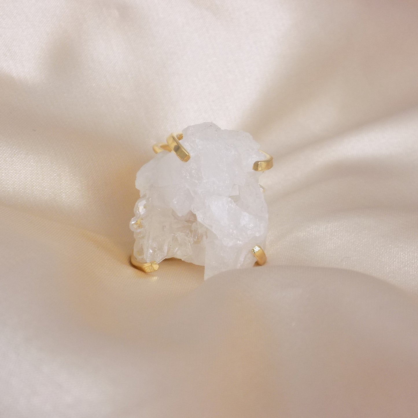 Mother Gift - Raw Crystal Ring Gold Plated Adjustable