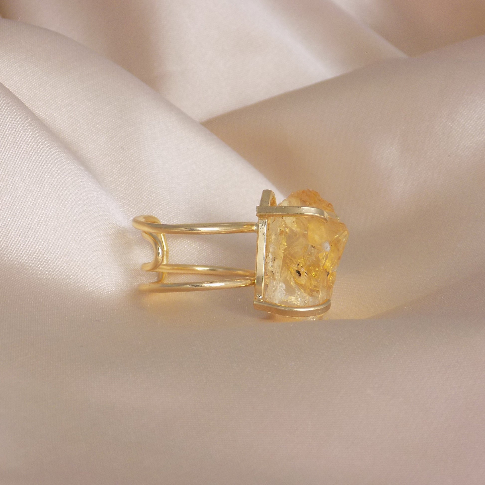 Citrine Ring Gold - Raw Citrine Ring