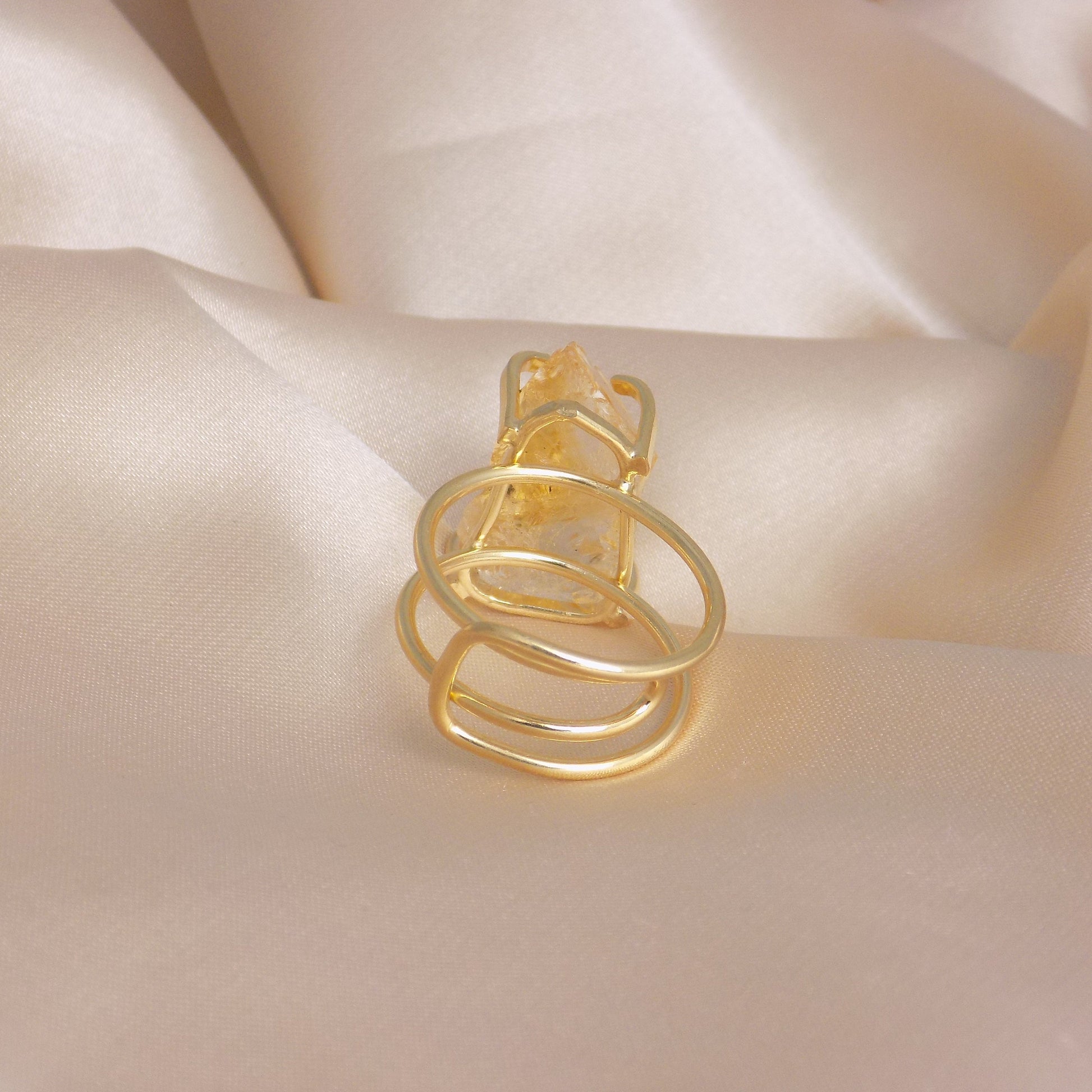 Citrine Ring Gold - Raw Citrine Ring