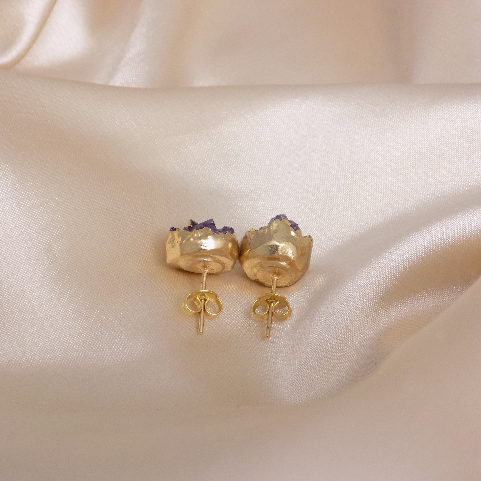 Mom Gift - Natural Druzy Stud Earrings