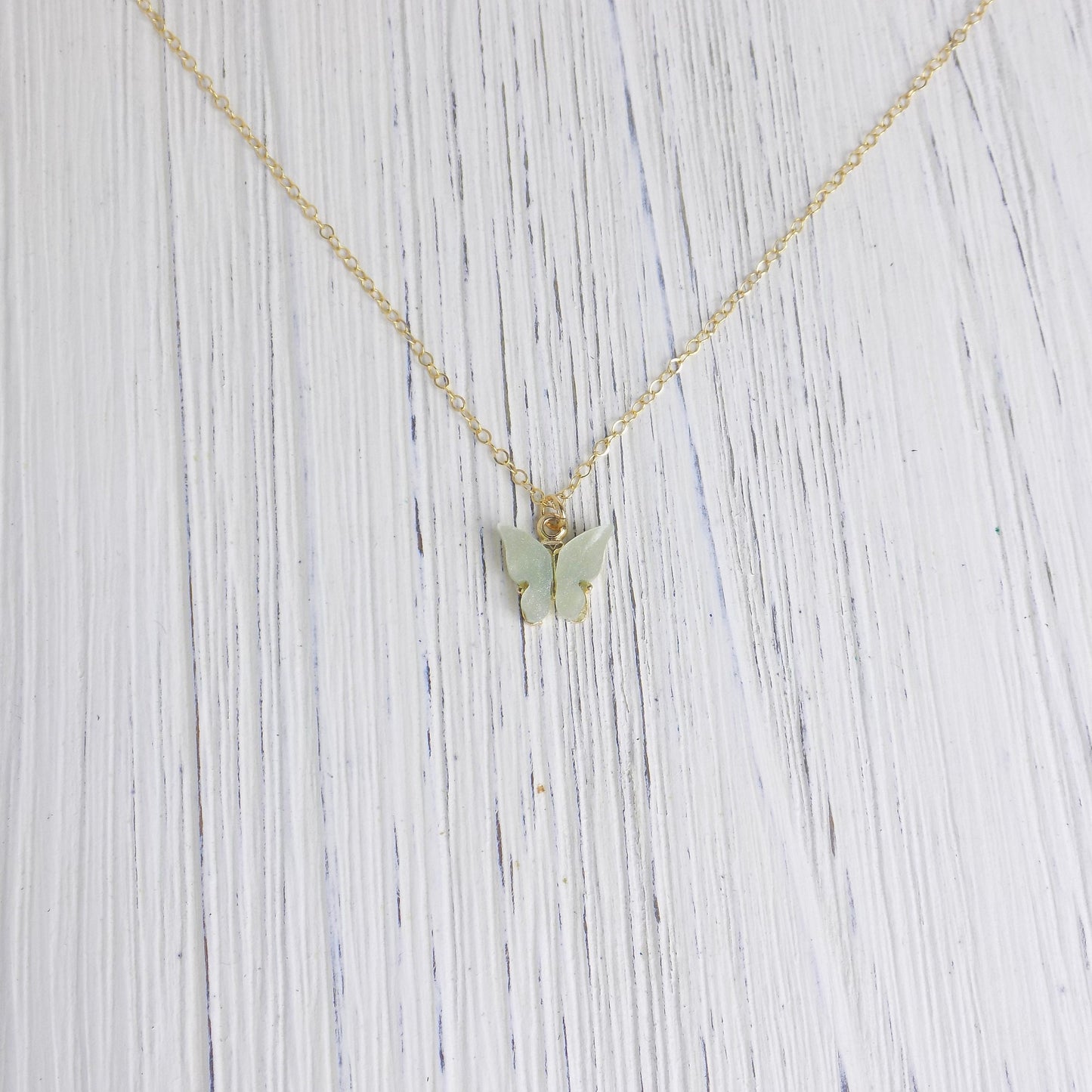 Minimalist Butterfly Charm Necklace on 14K Gold Filled Chain, Unique Valentines Day Gift, M4-85
