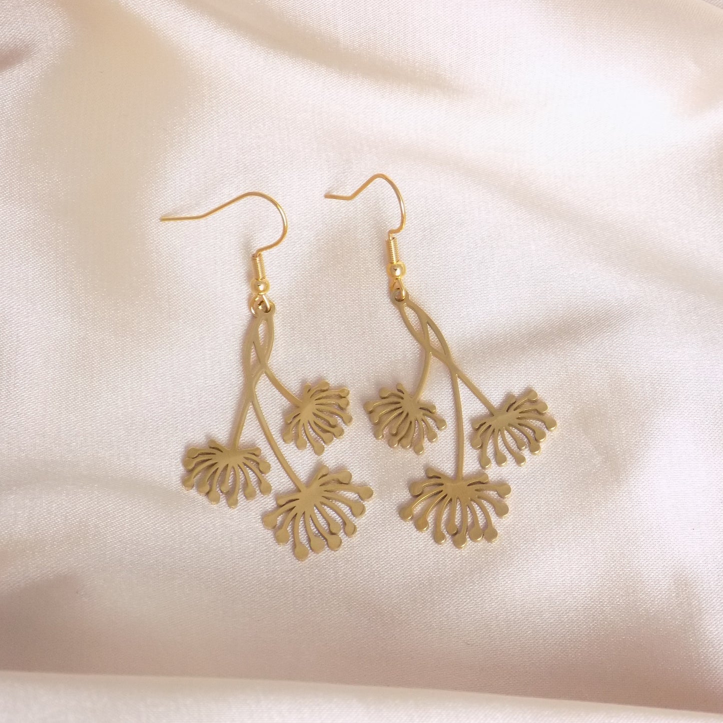 Unique Dandelion Earrings, Gold Dainty Flower Earring, Minimalist Gifts For Her, M7-311