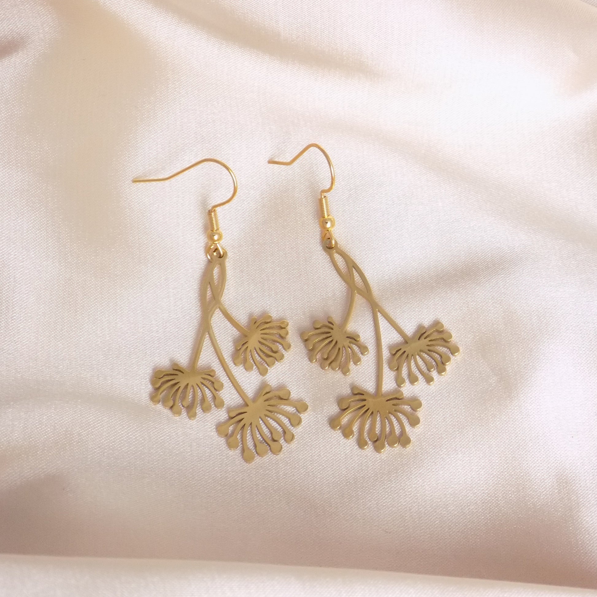 Unique Dandelion Earrings, Gold Dainty Flower Earring, Minimalist Gifts For Her, M7-311