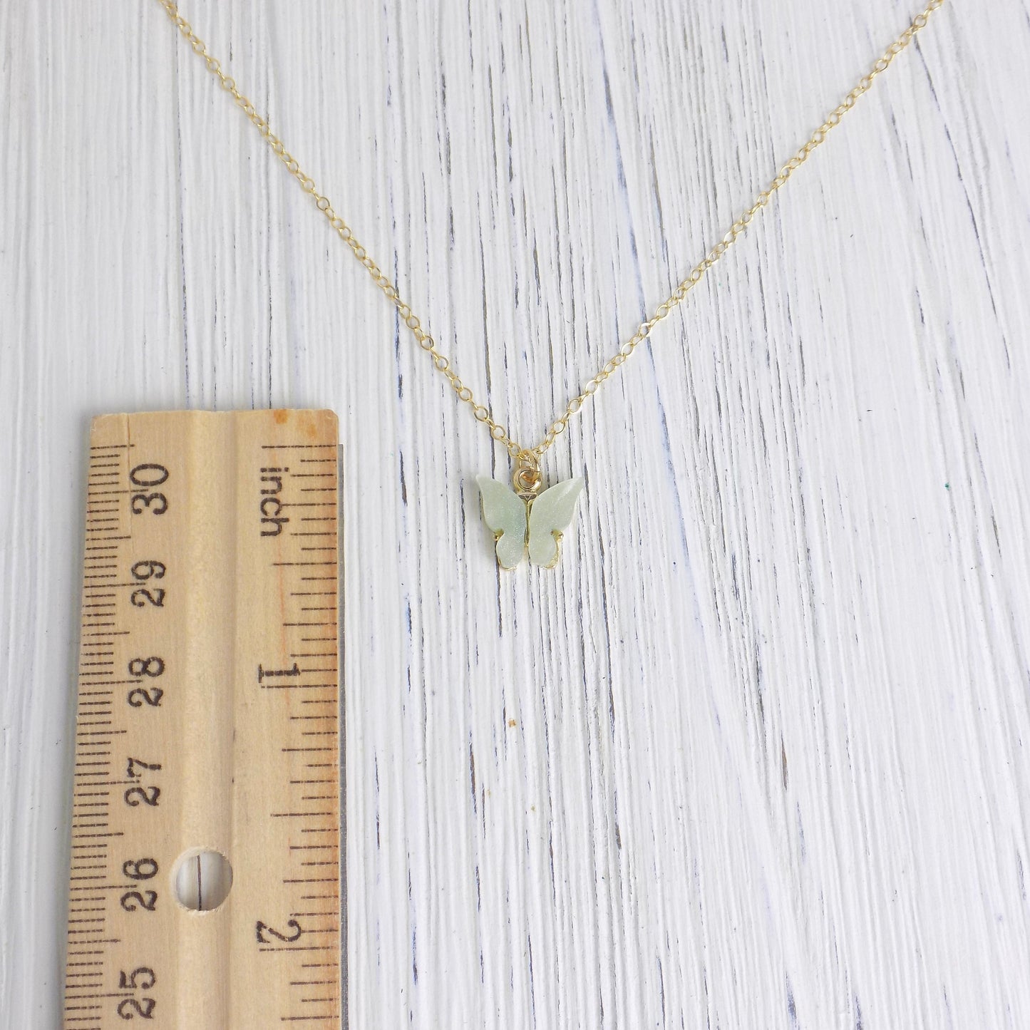 Minimalist Butterfly Charm Necklace on 14K Gold Filled Chain, Unique Valentines Day Gift, M4-85